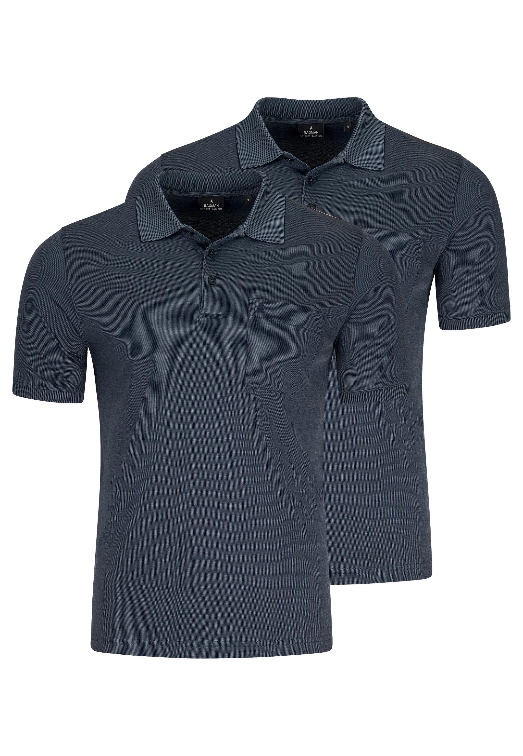 RAGMAN Poloshirt 2er Pack Basic (Spar-Set, 2-tlg) Poloshirt - Baumwolle - Atmungsaktiv - Klassischer Look