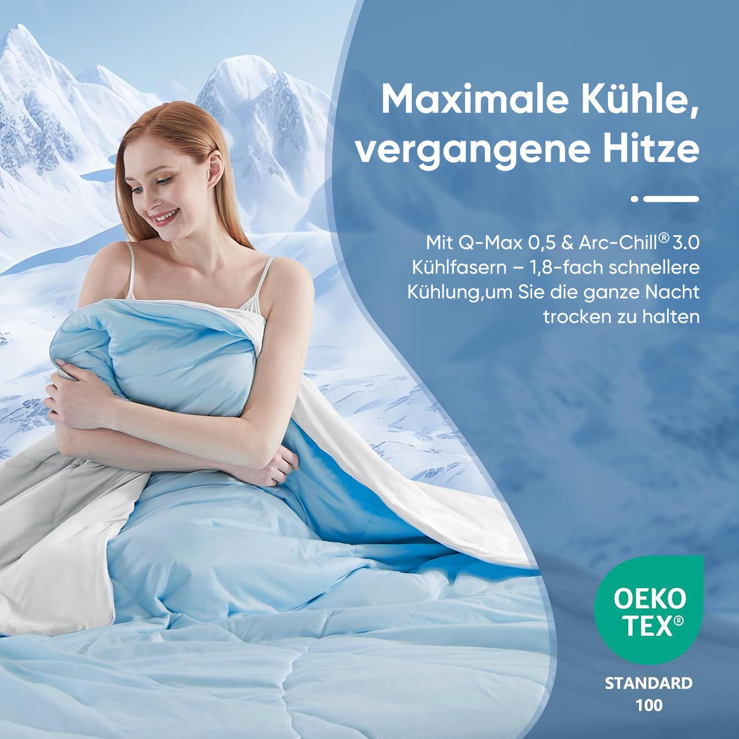 Elegear Sommerbettdecke Sommerdecke kühldecken mit kuehlung bettdecke ohne bezug nutzbar 220cm, Füllung: DARCON 3D-Hohlfasern + Jade-Masterbatch, Bezug: 100% Ar – Bild 4 von 5