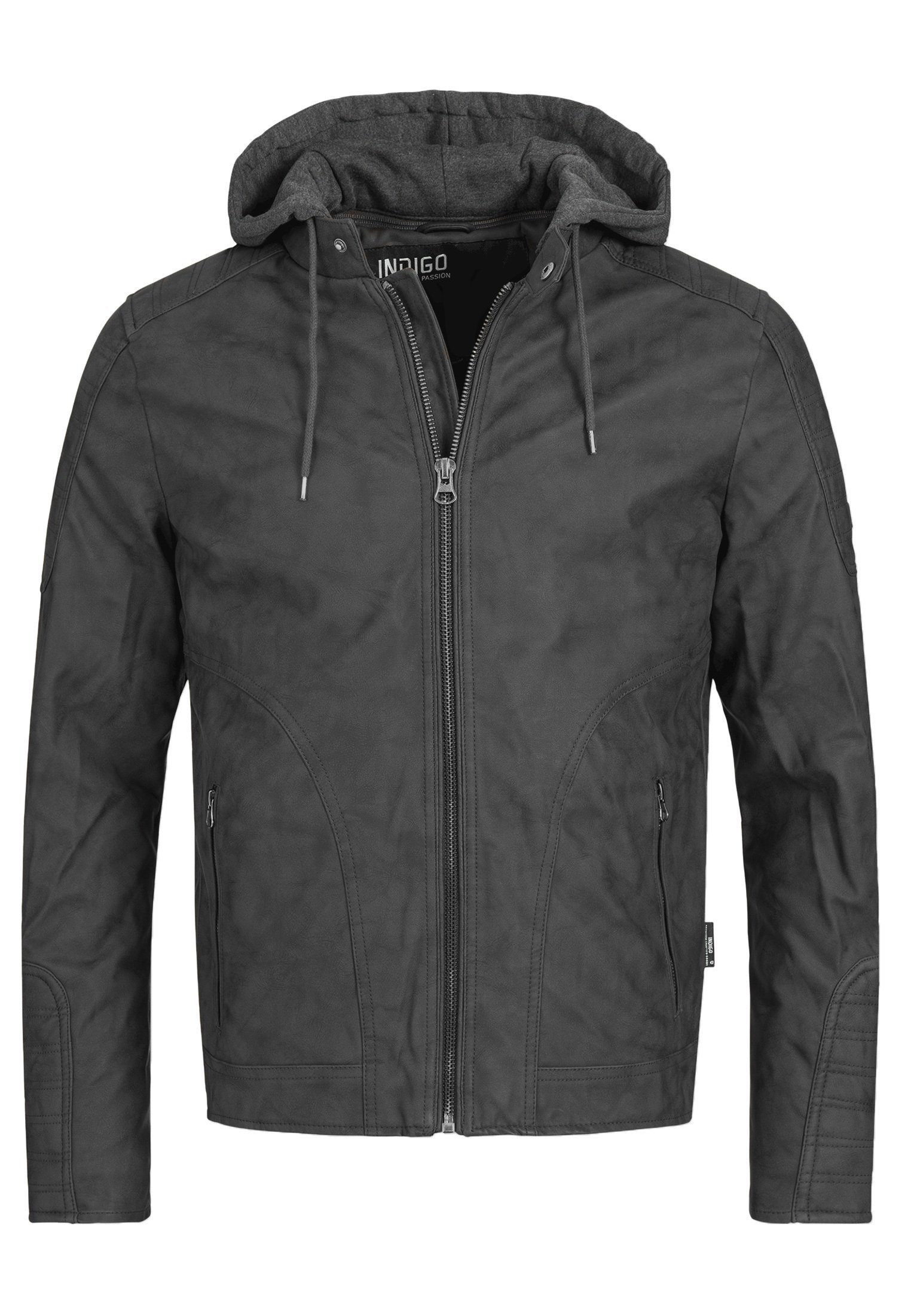 Grey Lederimitatjacke Miguel Indicode Dk