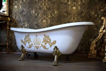 Casa Padrino Badewanne Luxus Badewanne Deluxe freistehend von Harald Glööckler Weiß / Gold / Weiß 1560mm mit goldfarbenen Löwenfüssen