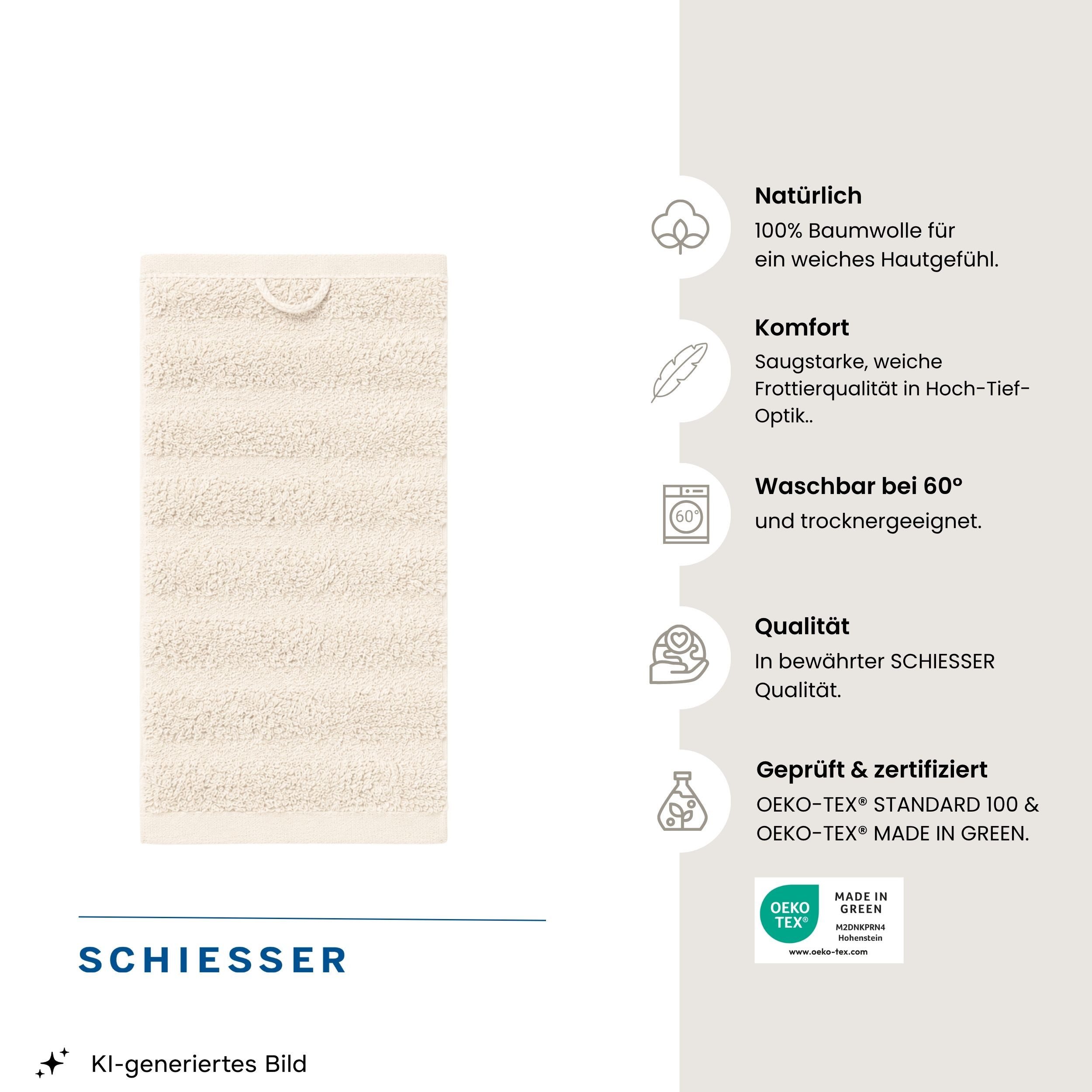 Schiesser Gästehandtücher Neapel aus 100% Baumwolle mit eleganter Hoch-Tief-Optik, Frottier (5-St), OEKO-TEX® MADE IN GREEN