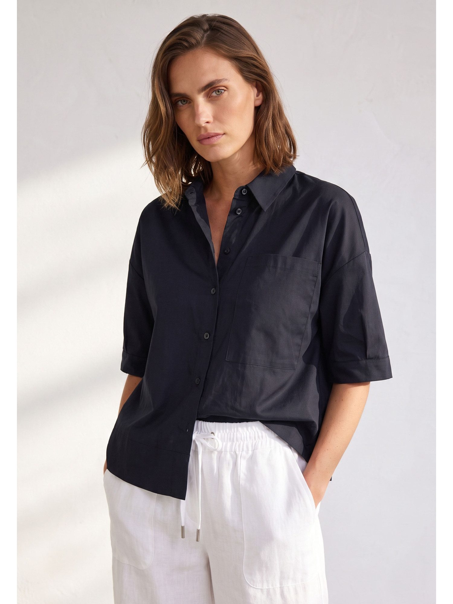 MORE&MORE Kurzarmbluse boxy, oversized Kurzbluse