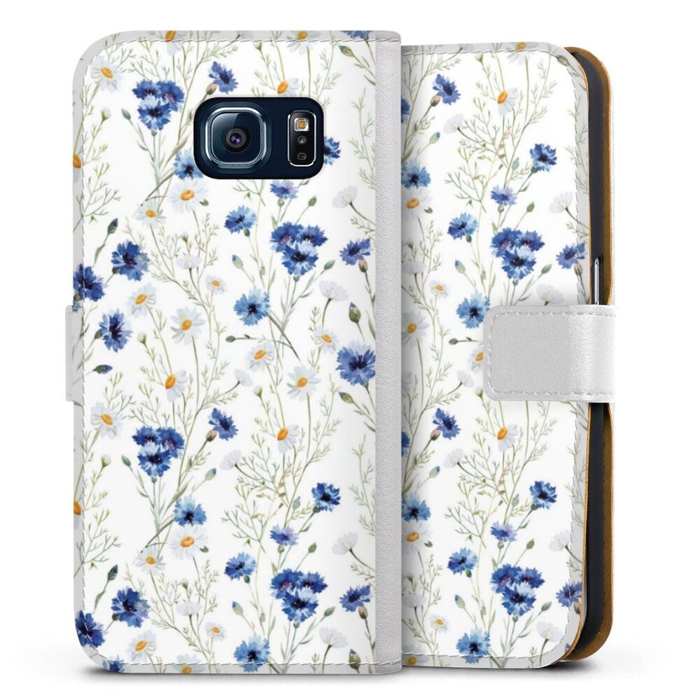 DeinDesign Handyhülle Muster Blume Blumen Flower Pattern 6, Samsung Galaxy S6 Hülle Handy Flip Case Wallet Cover Handytasche Leder