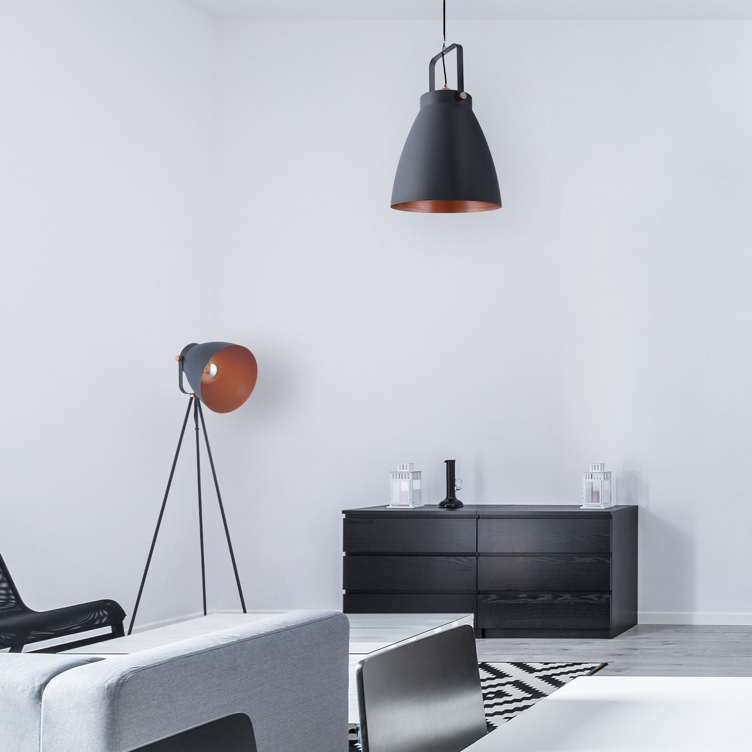 Paco Home Wohnzimmer Scheinwerfer BOONE Leuchtmittel, Pendelleuchte Design Stehleuchte ohne Industrial E27 Modern PD