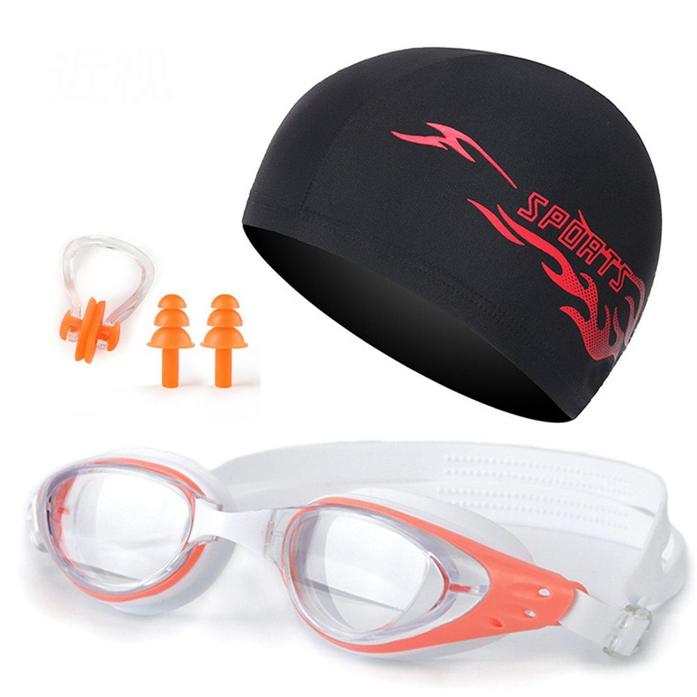 und Pool-Strand-Tauchbrillen-Set für Frauen, Stück) Schwimmbrille Orange Männer Schwimmbrille HD, Rouemi (4