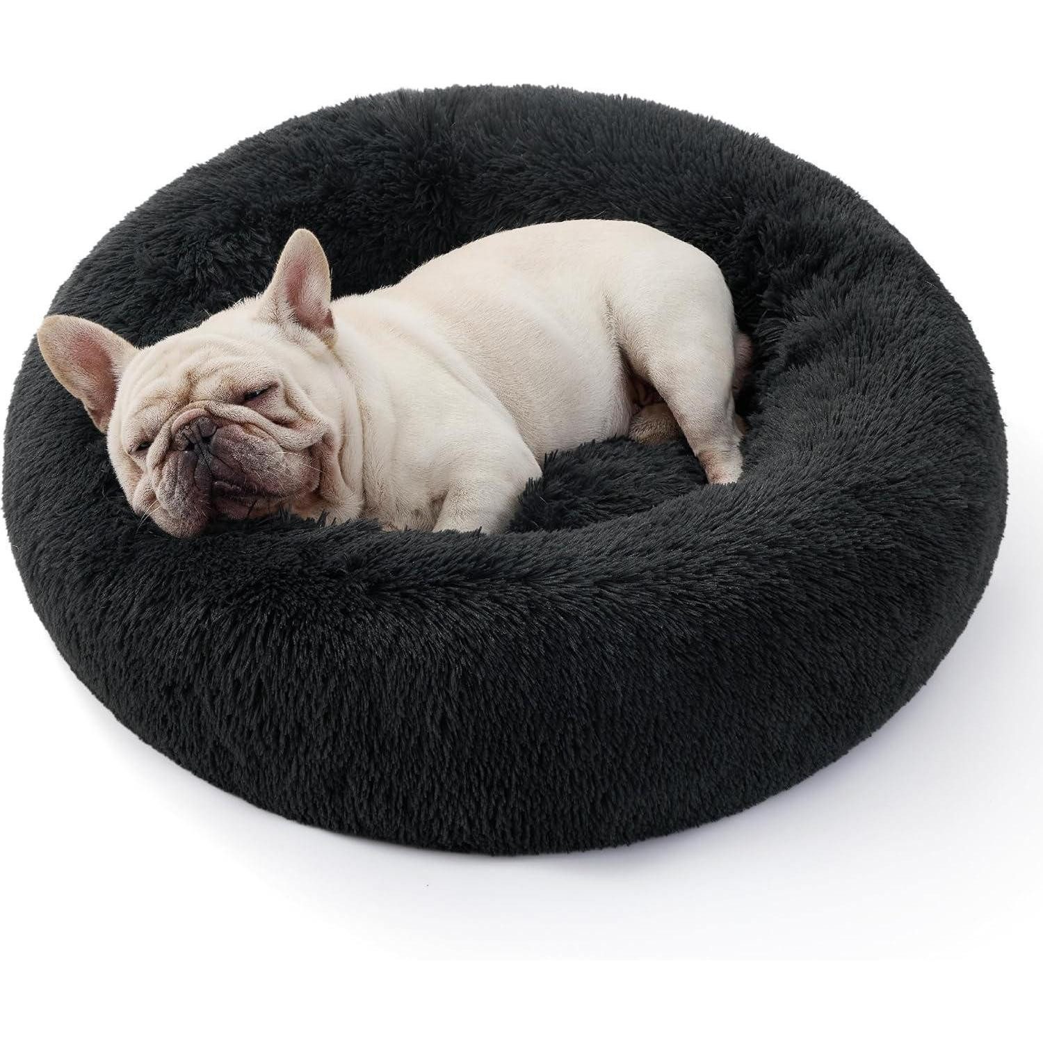 LuxusKollektion Katzenliege Katzenbett rund waschbar Plüsch Dunkelgrau L 70 x B 70 x H 15 cm