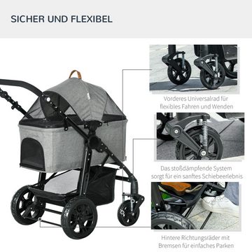 PawHut Hundebuggy 2 in 1 Hundewagen Klappbarer Transporttasche mit Meshfenster, (1-tlg), bis 10 kg für Kleine Hunde