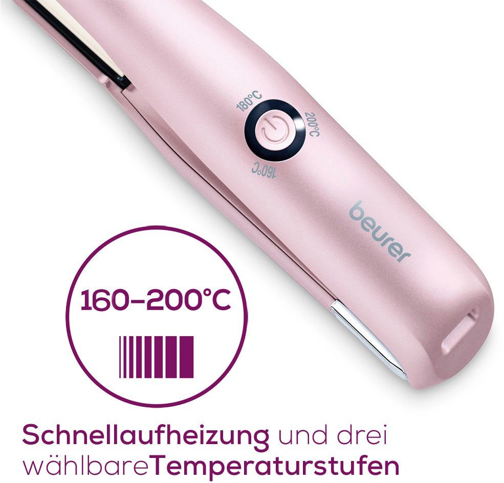 BEURER Glätteisen HS 20 AkkuHaarglätter KeramikTurmalinBeschichtung