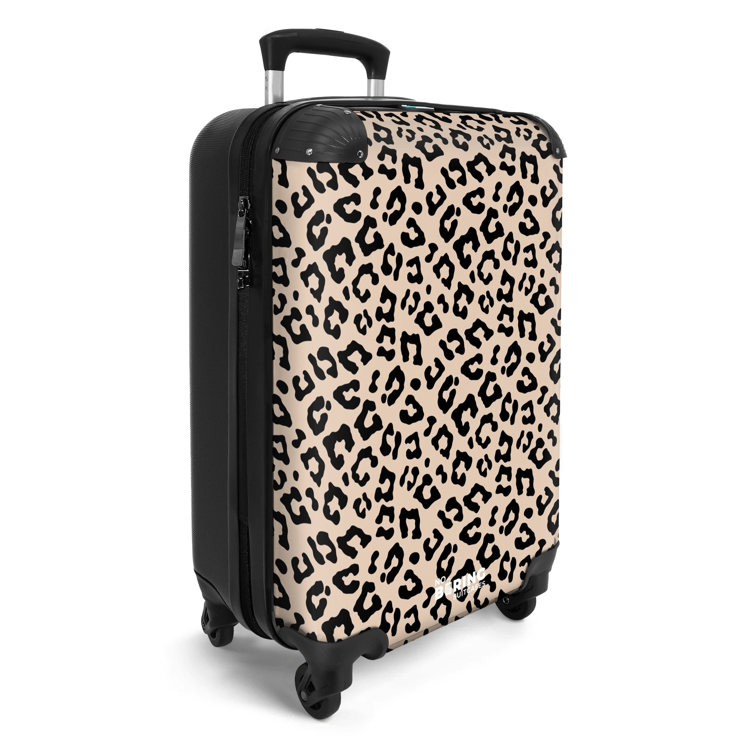 NoBoringSuitcases.com© Hartschalen-Trolley Beige mit schwarzem Pantherdruck günstig online kaufen