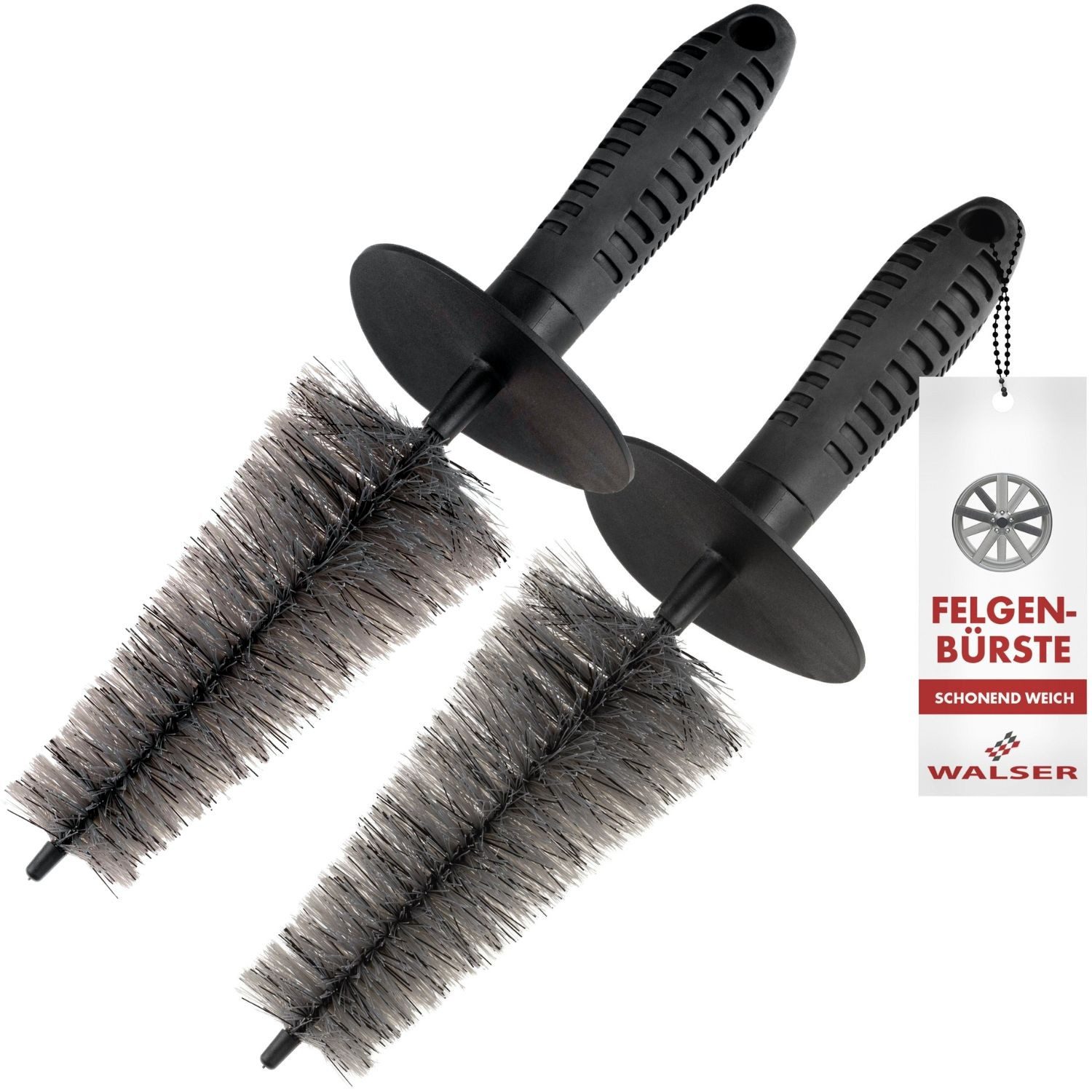 WALSER Felgenbürste 2x Felgenbürste mit Borsten konisch Kratzfrei 32cm, Stahlfelgen, Alufelgen, Felgen, (Set, 2-tlg., 2x Waschbürste für Felgen), Felgen Bürste Felgenreiniger Auto Waschbürste Aufbereitung Reinigung