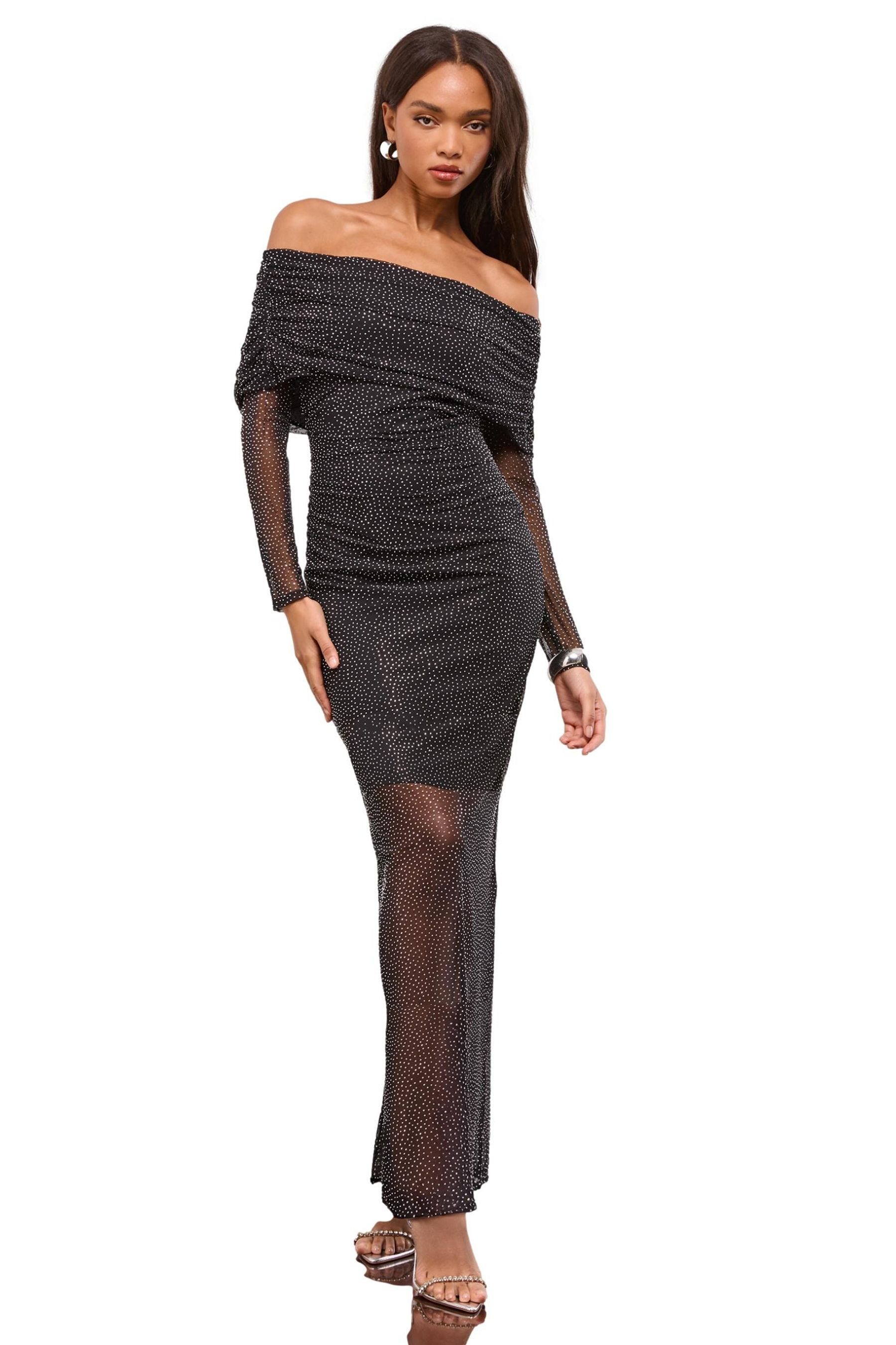 LIPSY Maxikleid Lipsy Bardot-Maxikleid mit Strasssteinen, Petite (1-tlg)