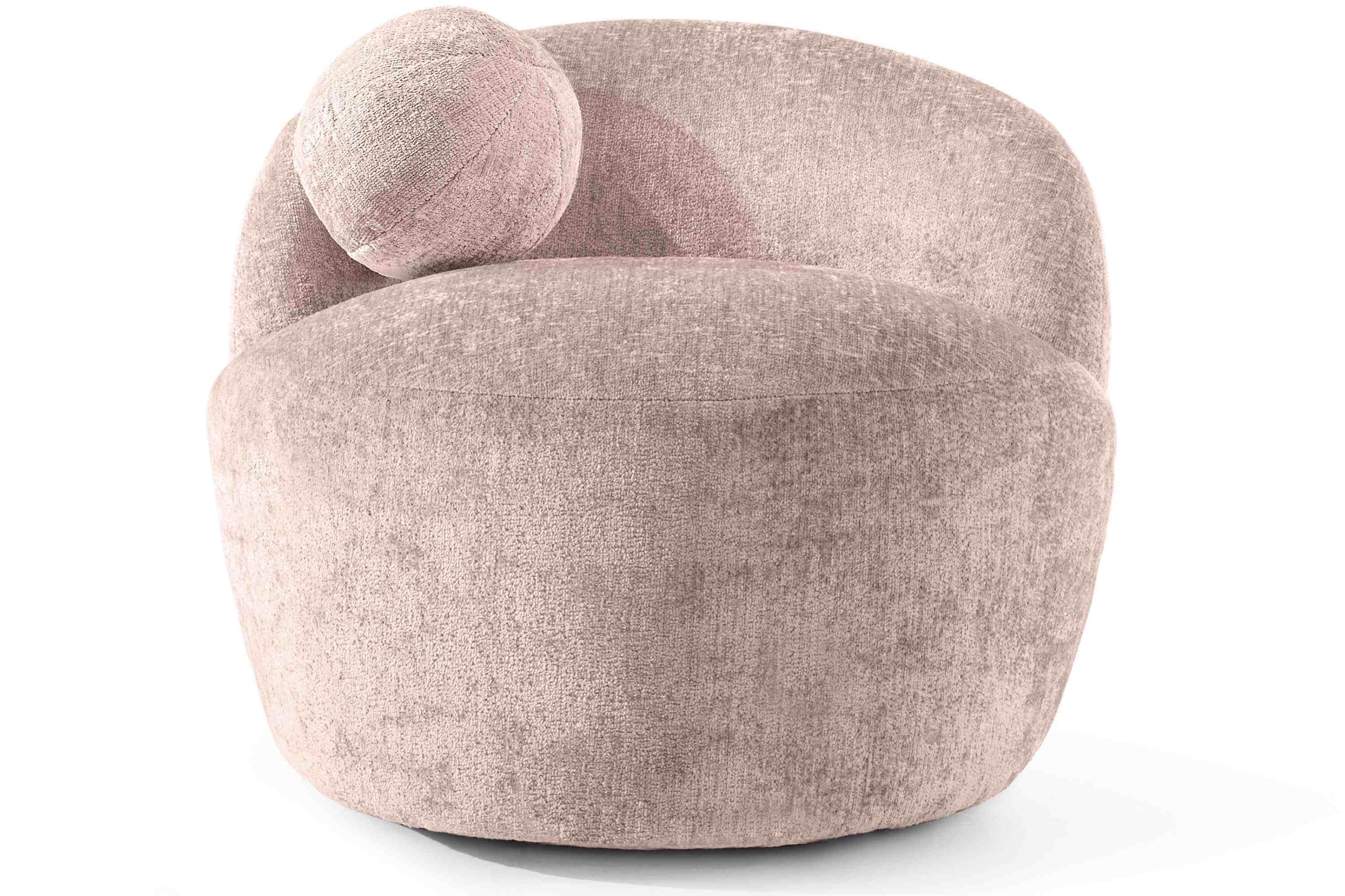 KONSIMO® Cocktailsessel NELUM Modern Sessel, organische Form, mit dekorativem Rundkissen, Chenille-Stoff, hergestellt in der EU