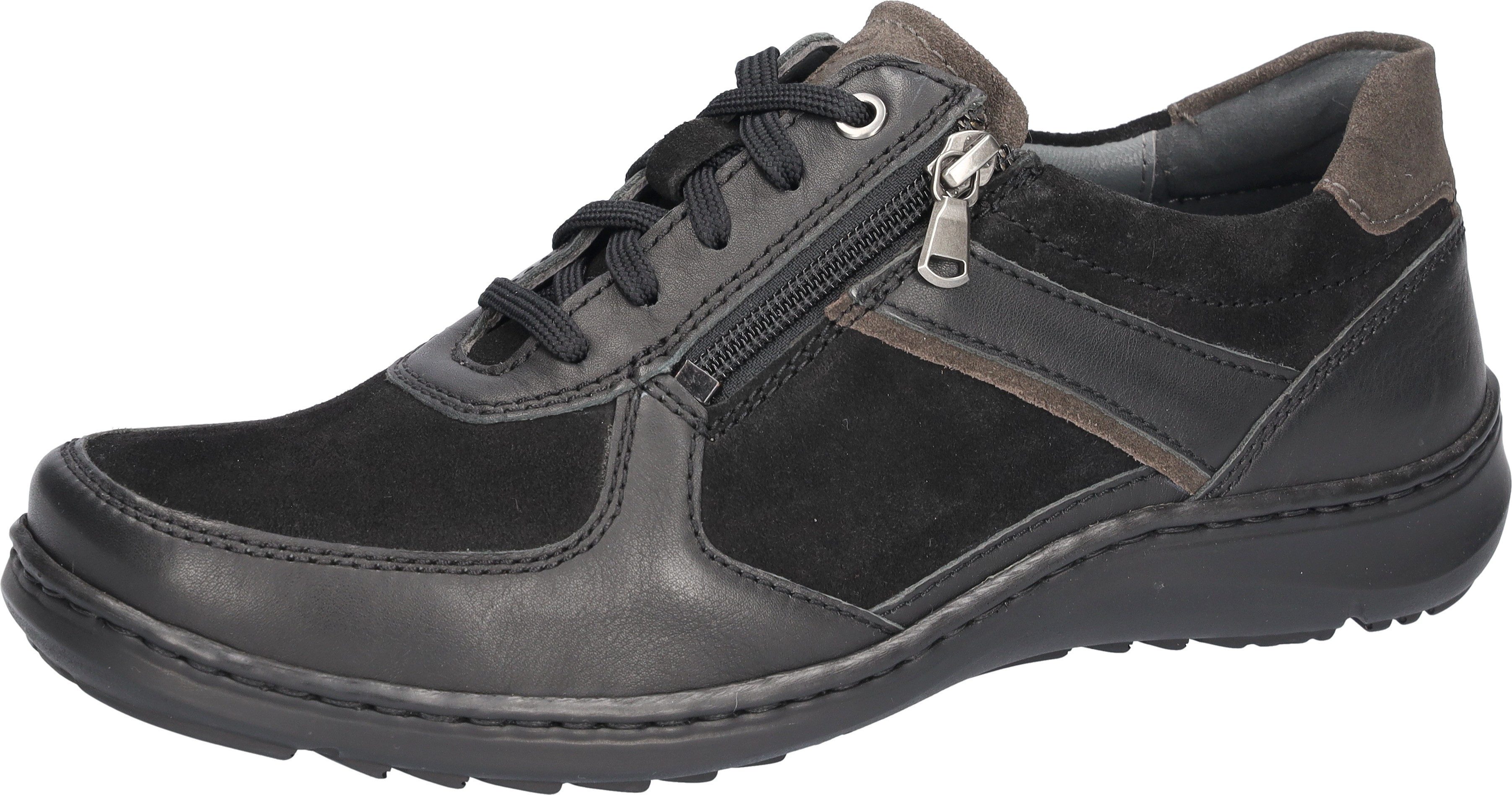 Waldläufer Herwig Schnürschuh Sneaker, Bequemschuh mit Schnürung und Reißverschluss, H-Weite