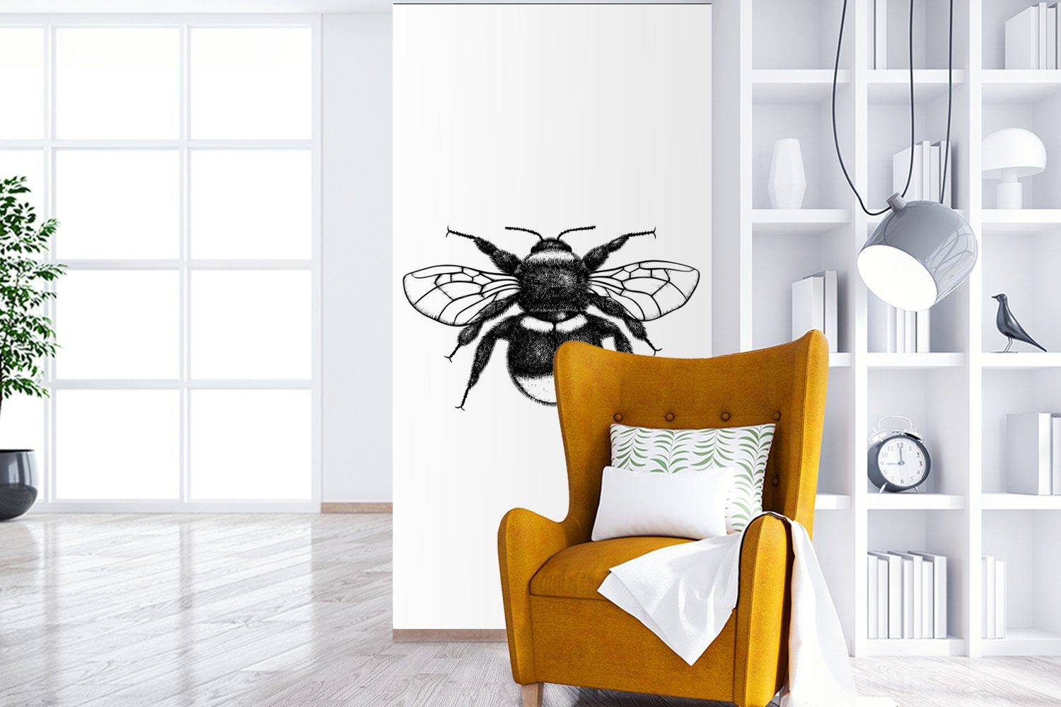 Insekten, für Schlafzimmer Fototapete - MuchoWow - - bedruckt, Wohnzimmer Fototapete Retro Küche, Vliestapete Matt, (2 Botanisch St), Hummel