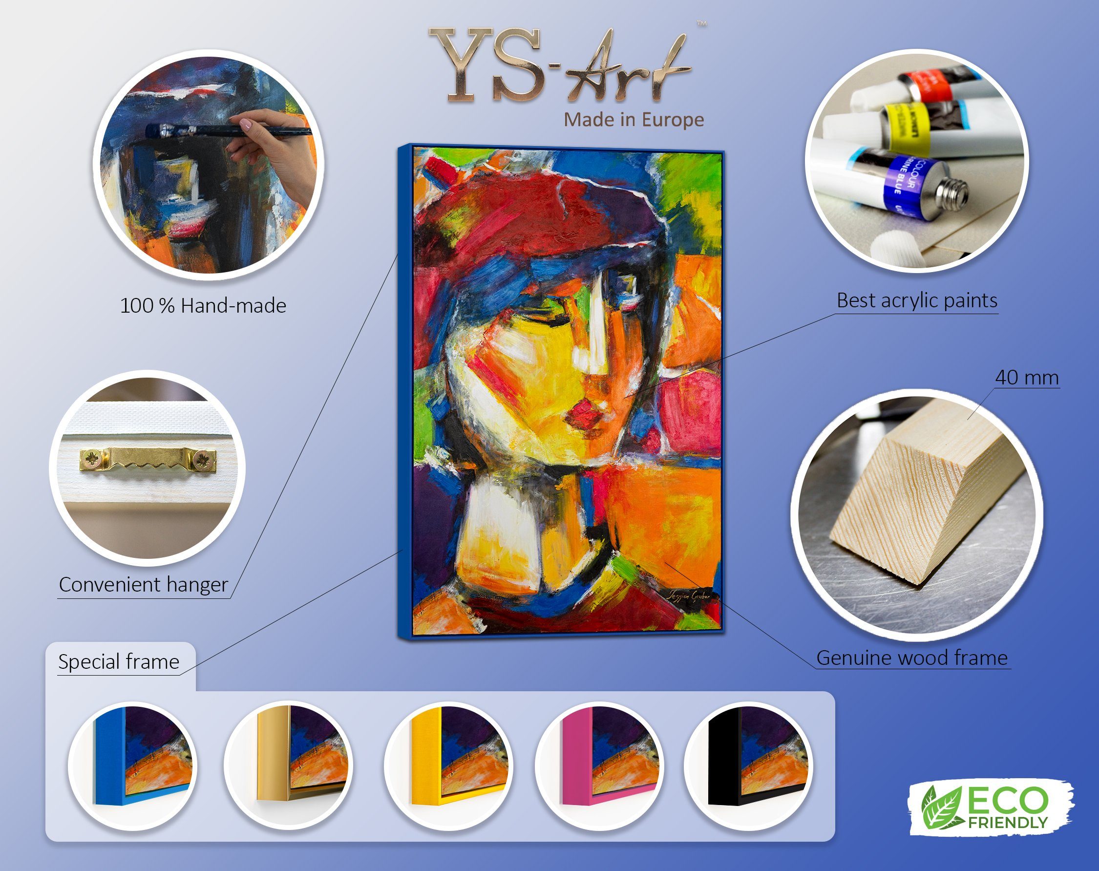 Lebhaftes Rahmen Abstraktion in Gemälde YS-Art Outfit, Mit Gelb