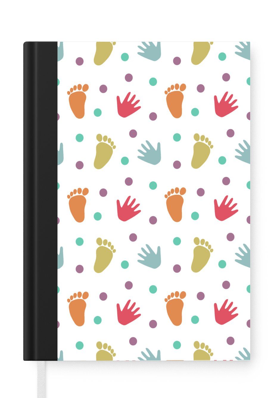 MuchoWow Notizbuch Notizbuch Tagebuch Haushaltsbuch Notebook A5 Hand - Fuß - Babykunst -, Notizbuch Tagebuch Hardcover