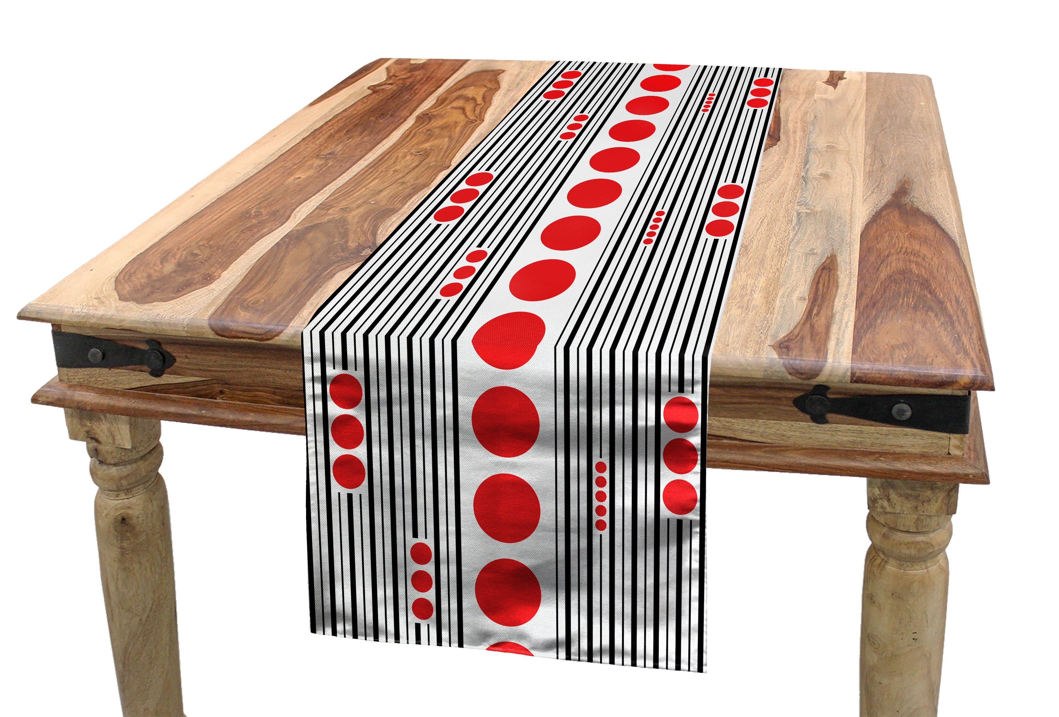 Abakuhaus Tischläufer Esszimmer Küche Rechteckiger Dekorativer Tischläufer, Modern Schwarze Streifen Kreise