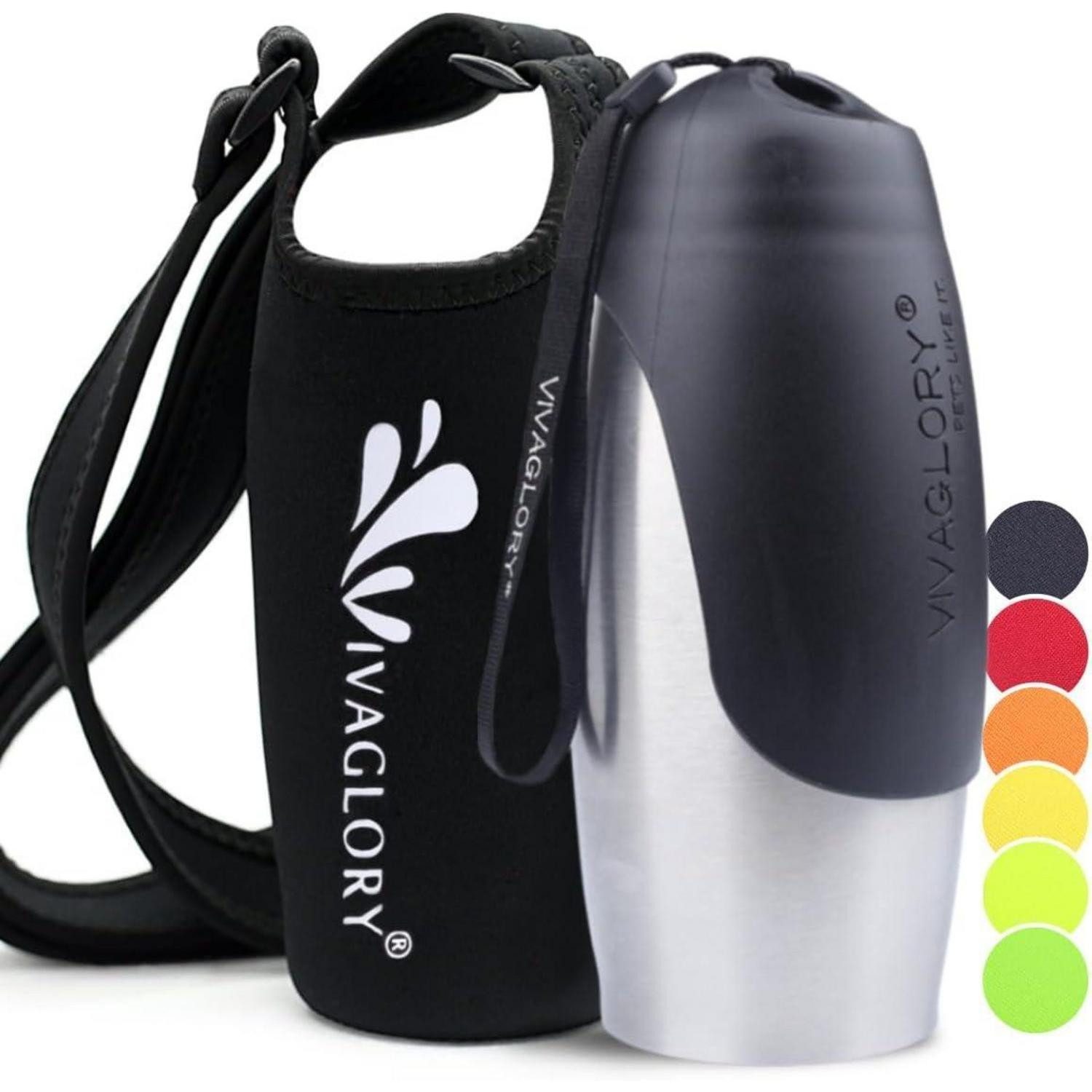 VIVAGLORY Reisenapf 750ml Edelstahl Hundetrinkflasche mit Neopren Flaschenhalter