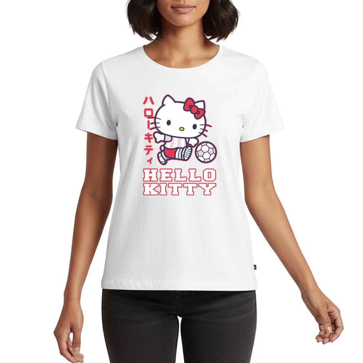 T-Shirt Hello Kitty Spielt Fussball Sport Frauen Premium T-Shirt