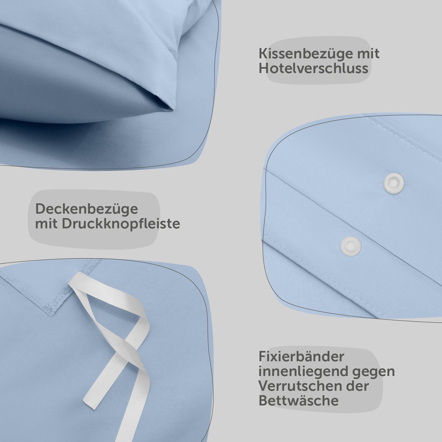 Blumtal Bettwäsche Oeko-TEX zertifizierte Mikrofaser Bettwäsche pflegeleicht & faltenfrei, Mikrofaser, Bettbezüge aus Atmungsaktivem Mikrofaser – Bild 4 von 5