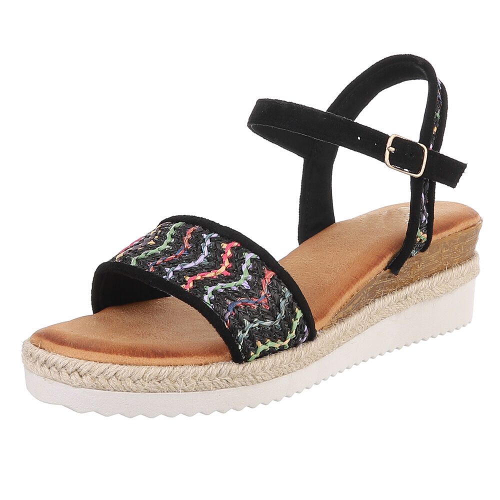 Ital-Design Elegante Sommer-Sandalen mit Wellenmuster und Absatz Plateausan günstig online kaufen