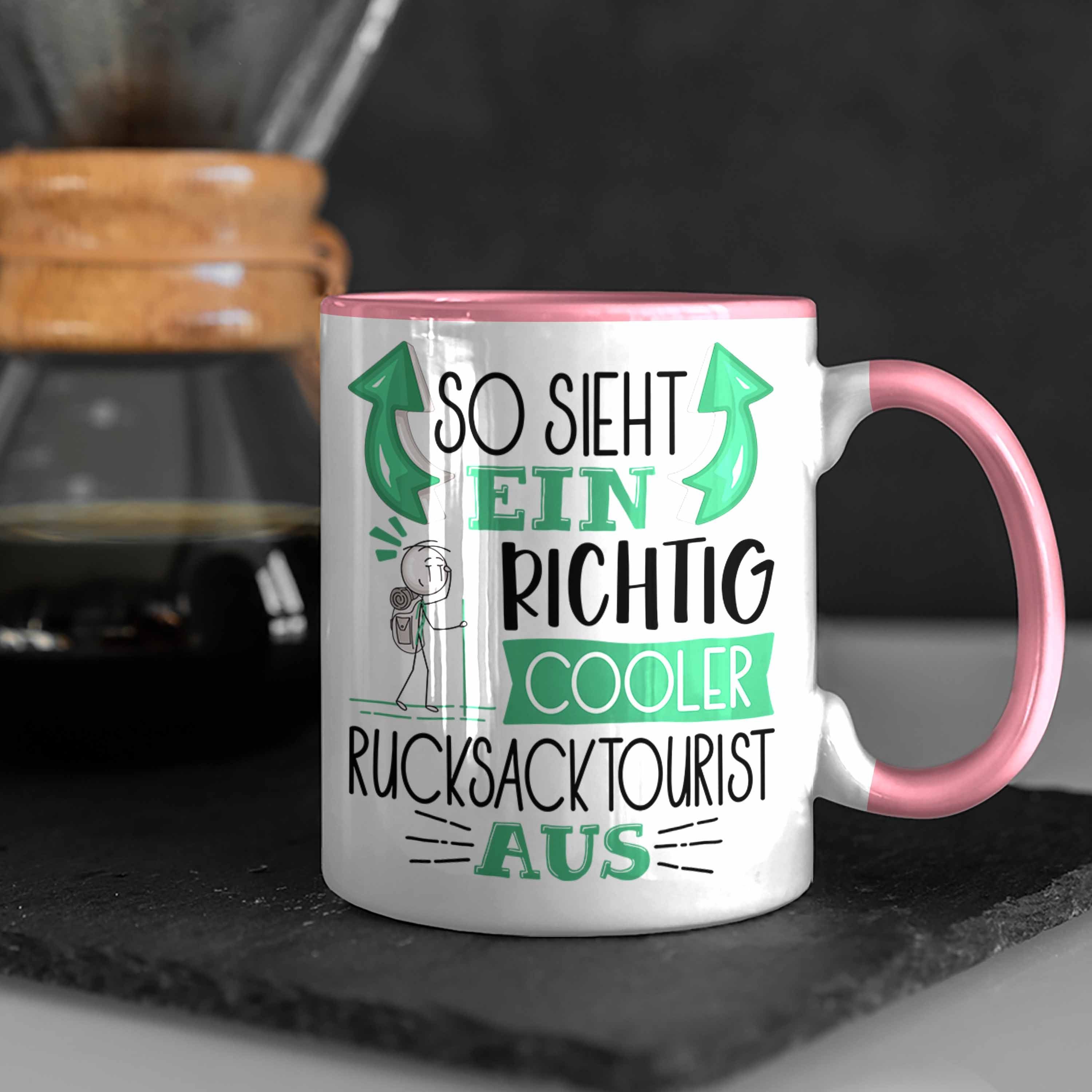 Rucksacktourist Tasse für Geschenk Sieht Ruc Aus Ein Trendation Richtig Tasse Rosa Cooler So