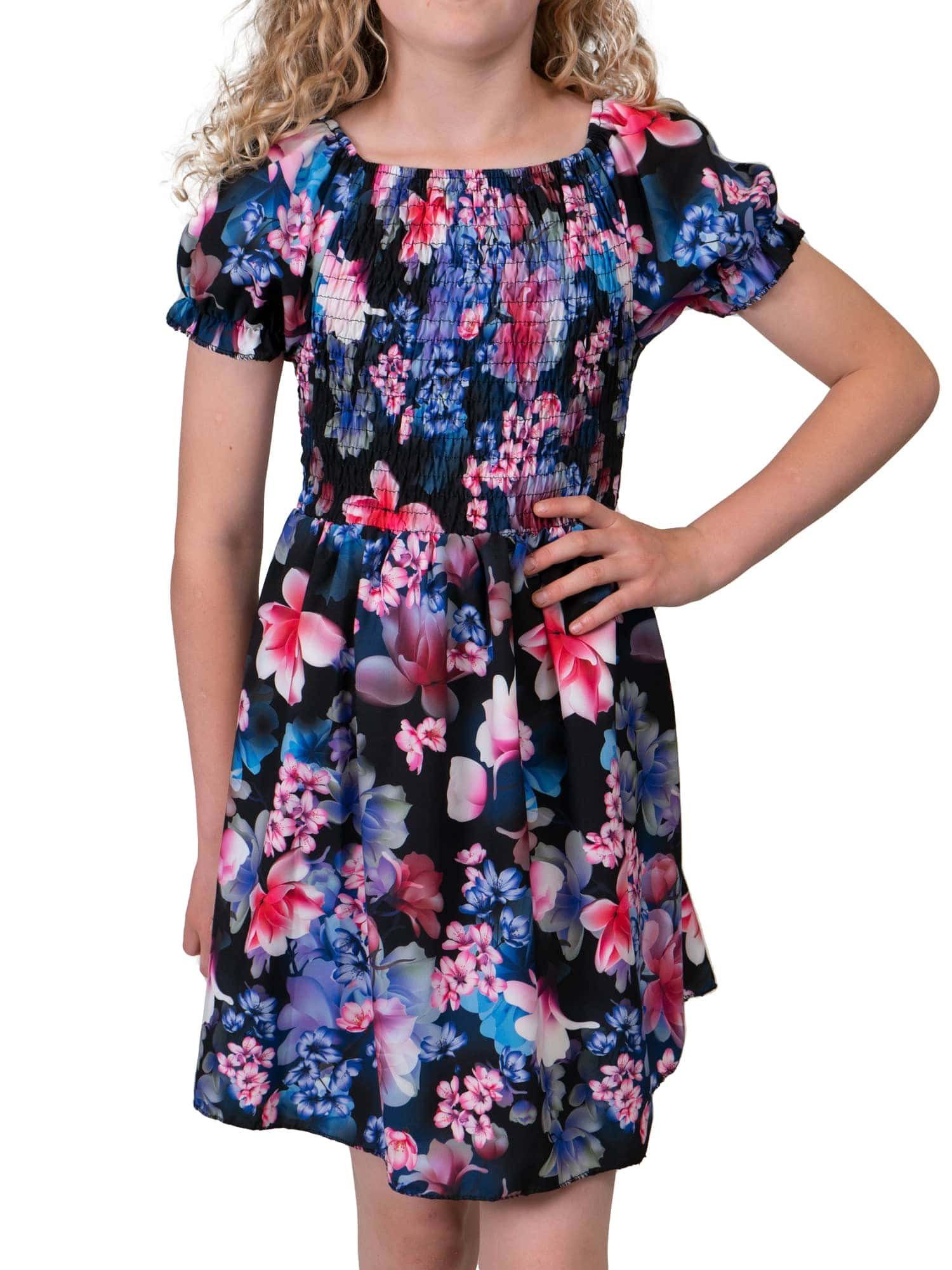 KMISSO Sommerkleid Mädchen Kleid smoked Oberteil Puffärmel 30382 (1-tlg) bequem zu tragen