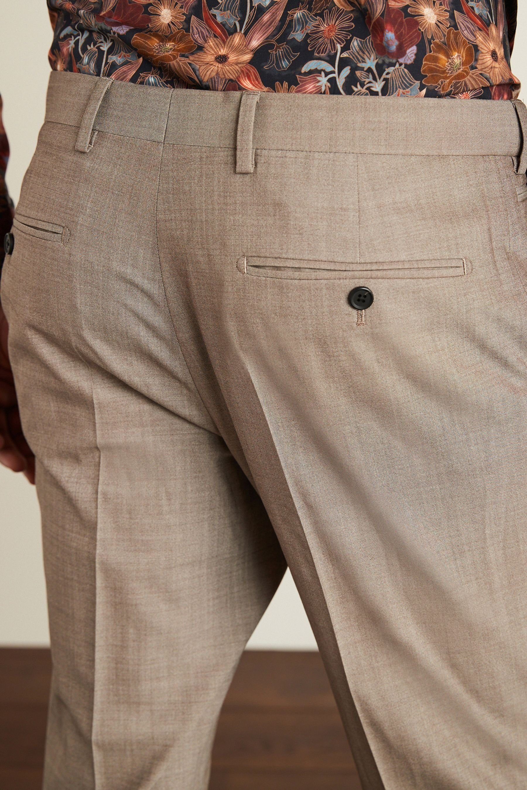 aus (1-tlg) Taupe Flex Wollmix: Anzughose Anzug Fit Next Hose Motion Slim
