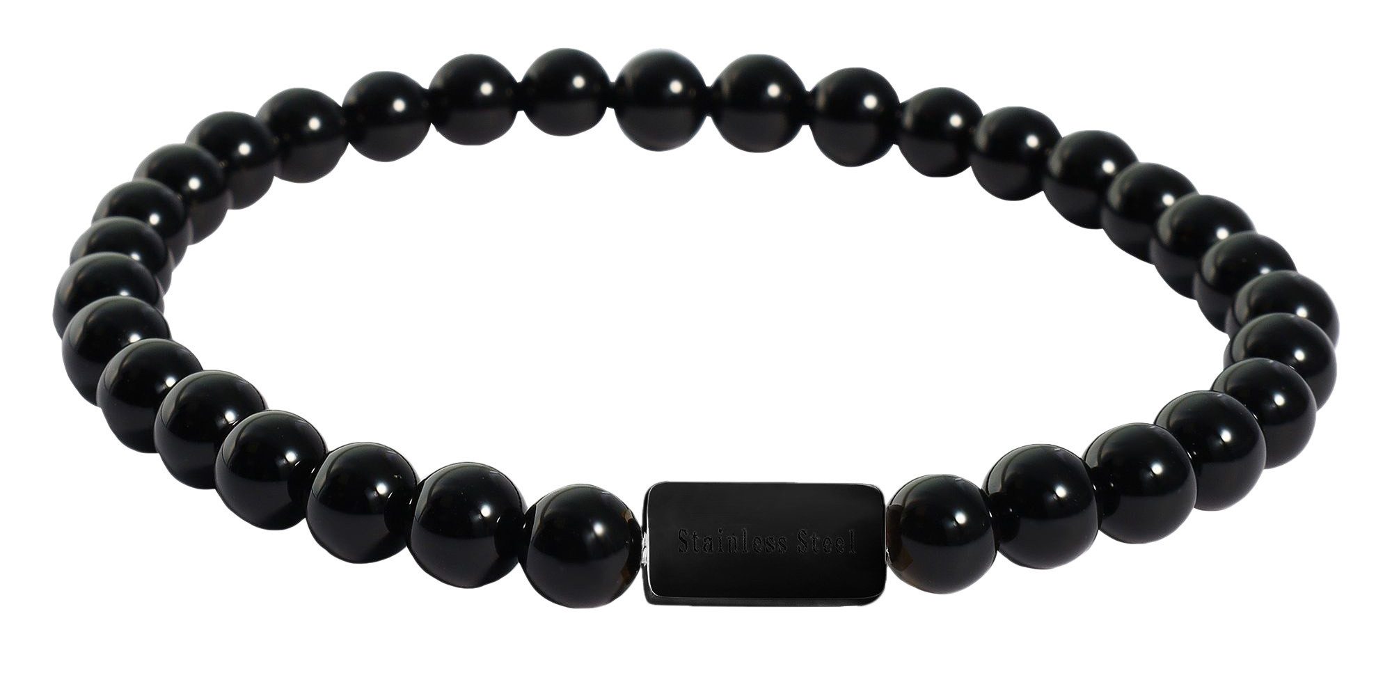 Gliederarmband Armband – Kugelarmband aus Edelstahl mit Onyx 21 cm