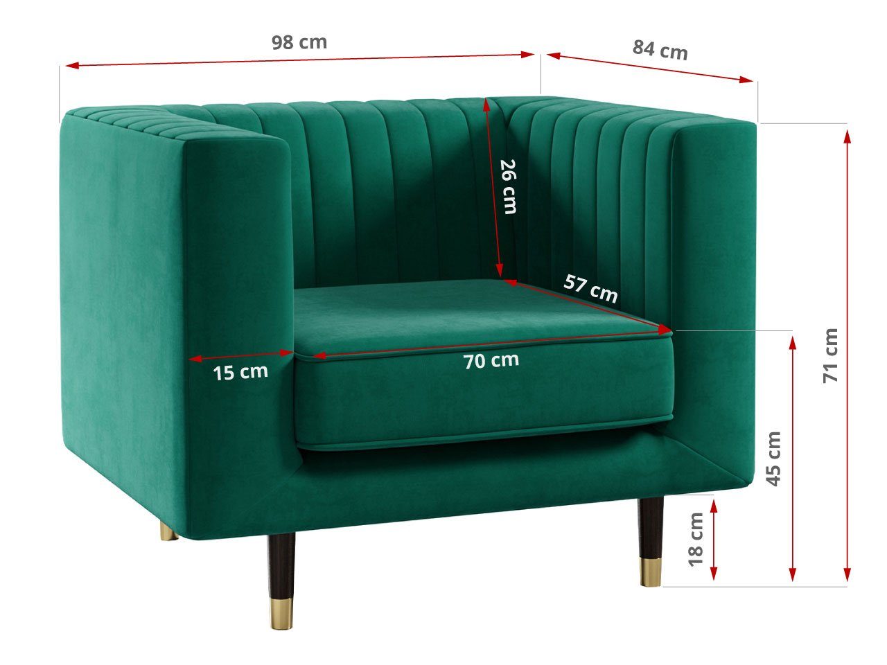 Dunkelgrün Loungemöbel modischen 1, 2 ELMO MKS Beinen, Möbelset hohen mit Stil, Kronos MÖBEL Sofa 3 im