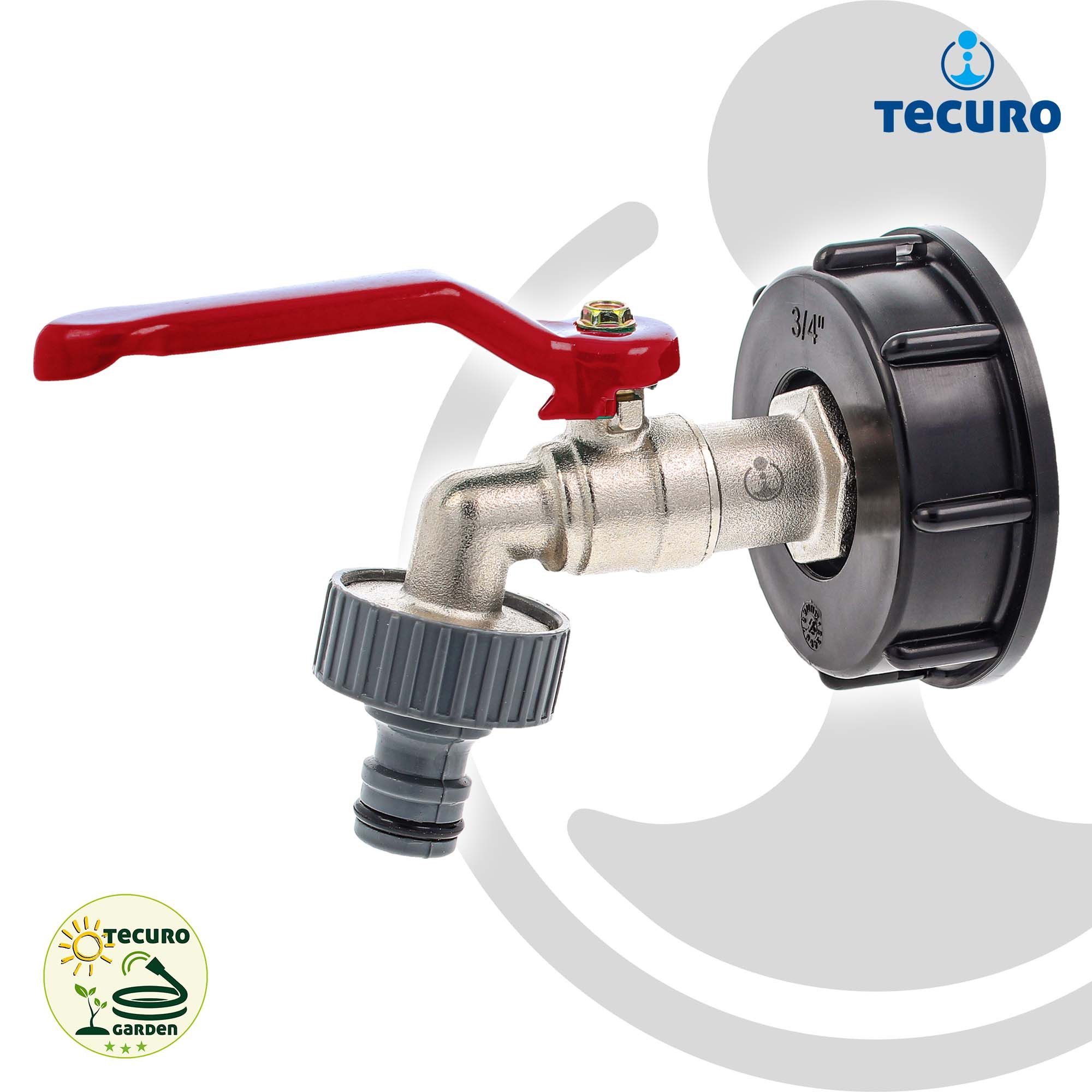 tecuro Regenwassertank Kugelauslaufventil mit Steckkupplung/Schnellkupplung und IBC Adapter