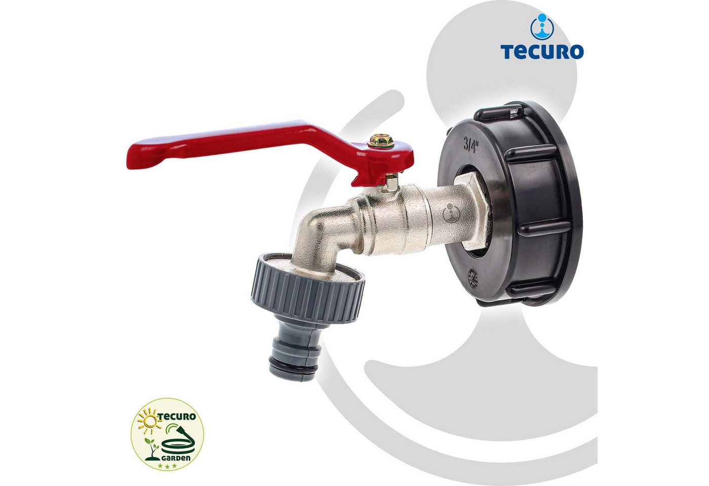 Thumbnail - tecuro Regenwassertank Kugelauslaufventil mit Steckkupplung/Schnellkupplung und IBC Adapter