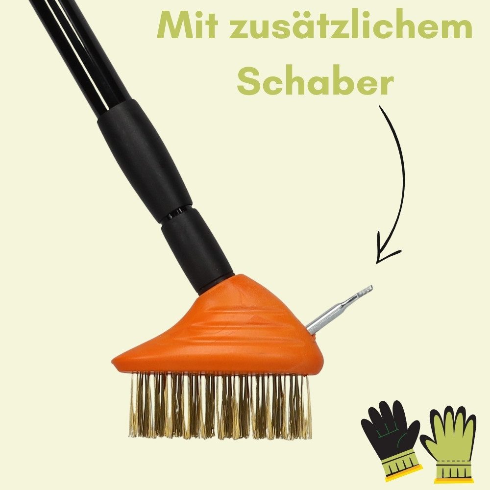 GarPet Fugenkratzer Fugenkratzer Unkraut mit Stiel Haken Pflastersteine Moos Fugen Bürste – Bild 5 von 5