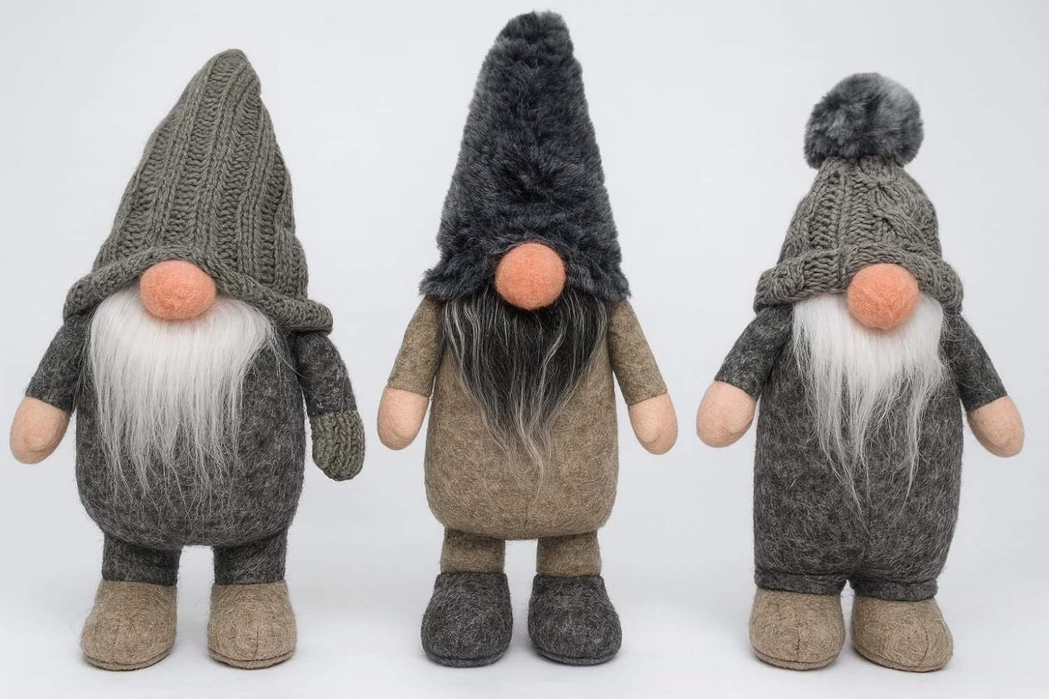 hausleben Wichtel Winterwichtel Trio 15 cm – 3er Set (Set, 3 St., 3-teiliges Winterwichtel-Set), Dekorativ, Skandinavisches Design, 3-teiliges Set