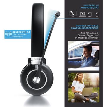 CSL Wireless-Headset (Multipoint; freisprechen; für Auto, LKW, Computer, VoIP, Call Center & Handys, Bluetooth 4.1, Kopfhörer mit flexiblem hochklappbarem Mikrofon, kabellos, leicht)