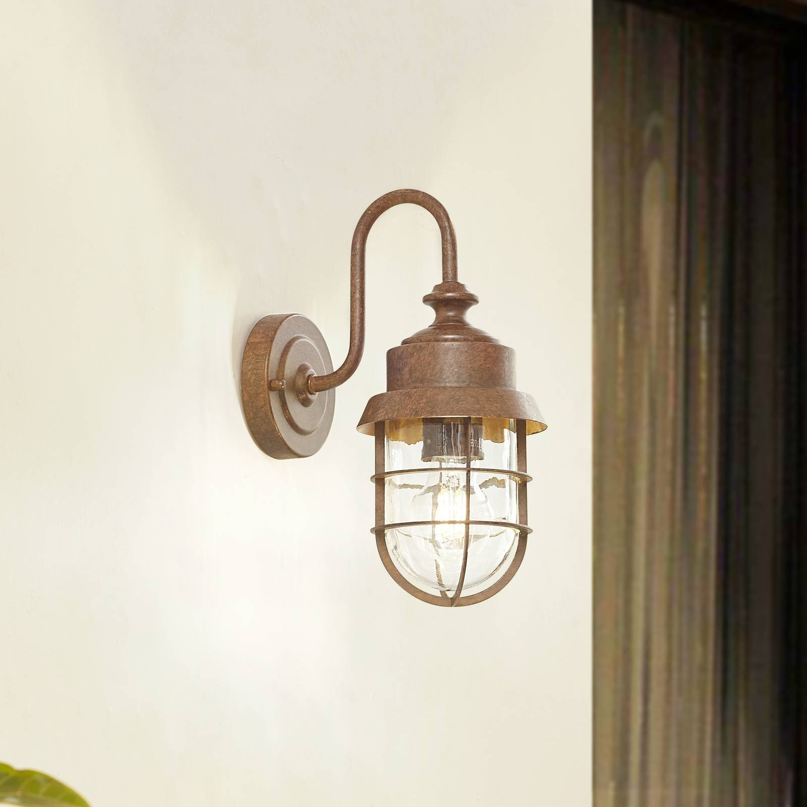 Lindby Außen-Wandleuchte Adalie, Metall, Braun IP44, 1 x 15 W LED