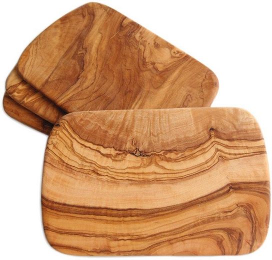 Olivenholz-erleben Frühstücksbrett, Olivenholz, (Set, 4-St), je Gr. 22