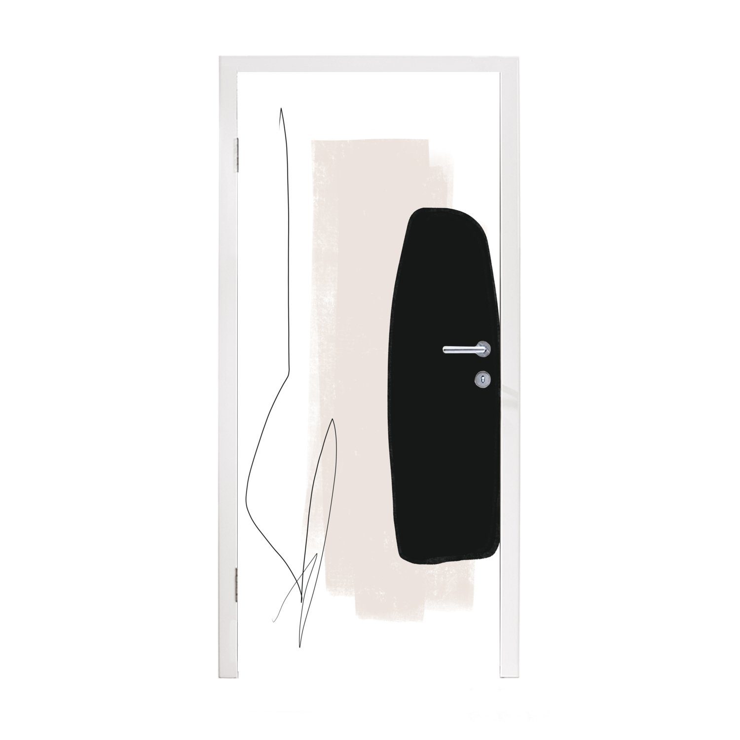 MuchoWow Türtapete Malerei - Linienkunst - Abstrakt, Matt, bedruckt, (1 St), Fototapete für Tür, Türaufkleber, 75x205 cm
