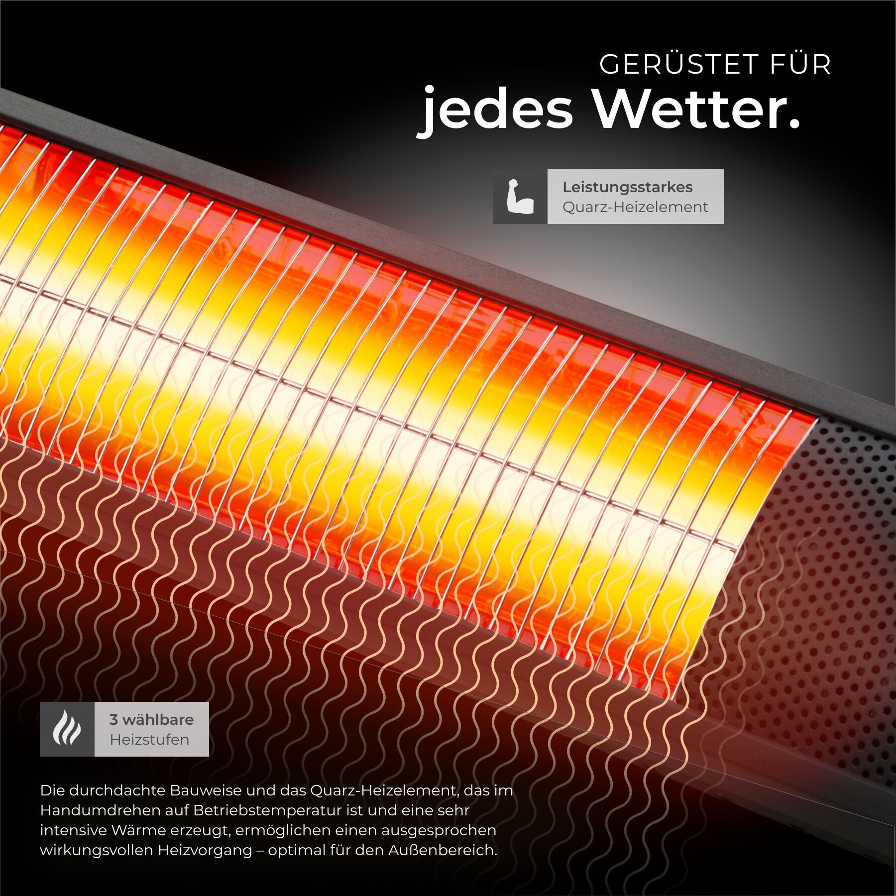 tectake Infrarotstrahler Terrassenheizstrahler, einfache Montage, 95 x 11 x 10,5 cm, neigbar, 2000 & 3000 W, keine Luftzirkulation, Aluminiumgehäuse, Fernbedien – Bild 3 von 5