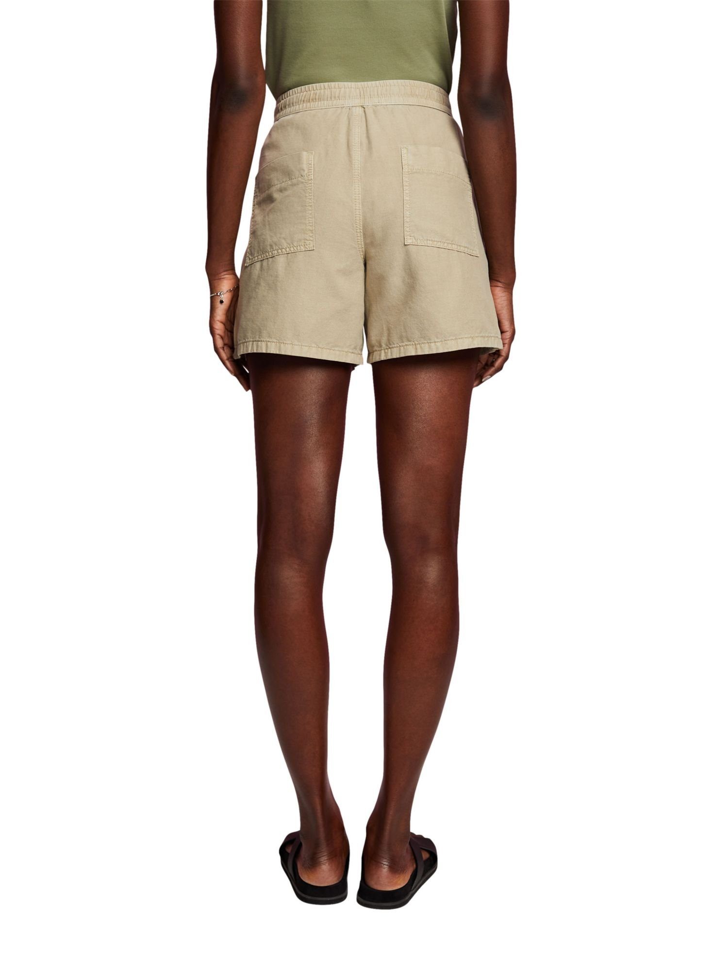 DUSTY gesmokter GREEN Twill-Shorts Taille Shorts Esprit (1-tlg) mit