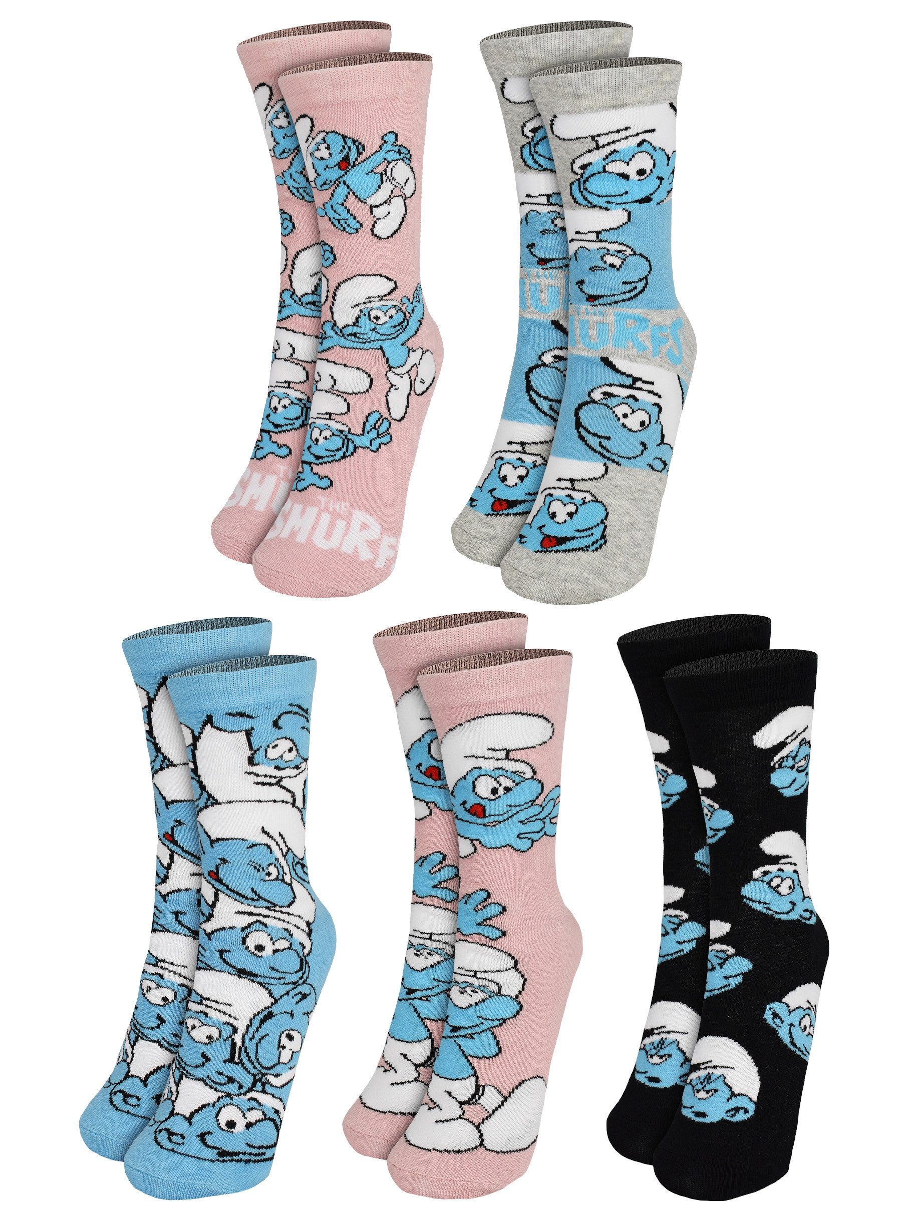 United Labels® Socken Die Schlümpfe Socken Allover Sneaker Strümpfe (5er Pa günstig online kaufen