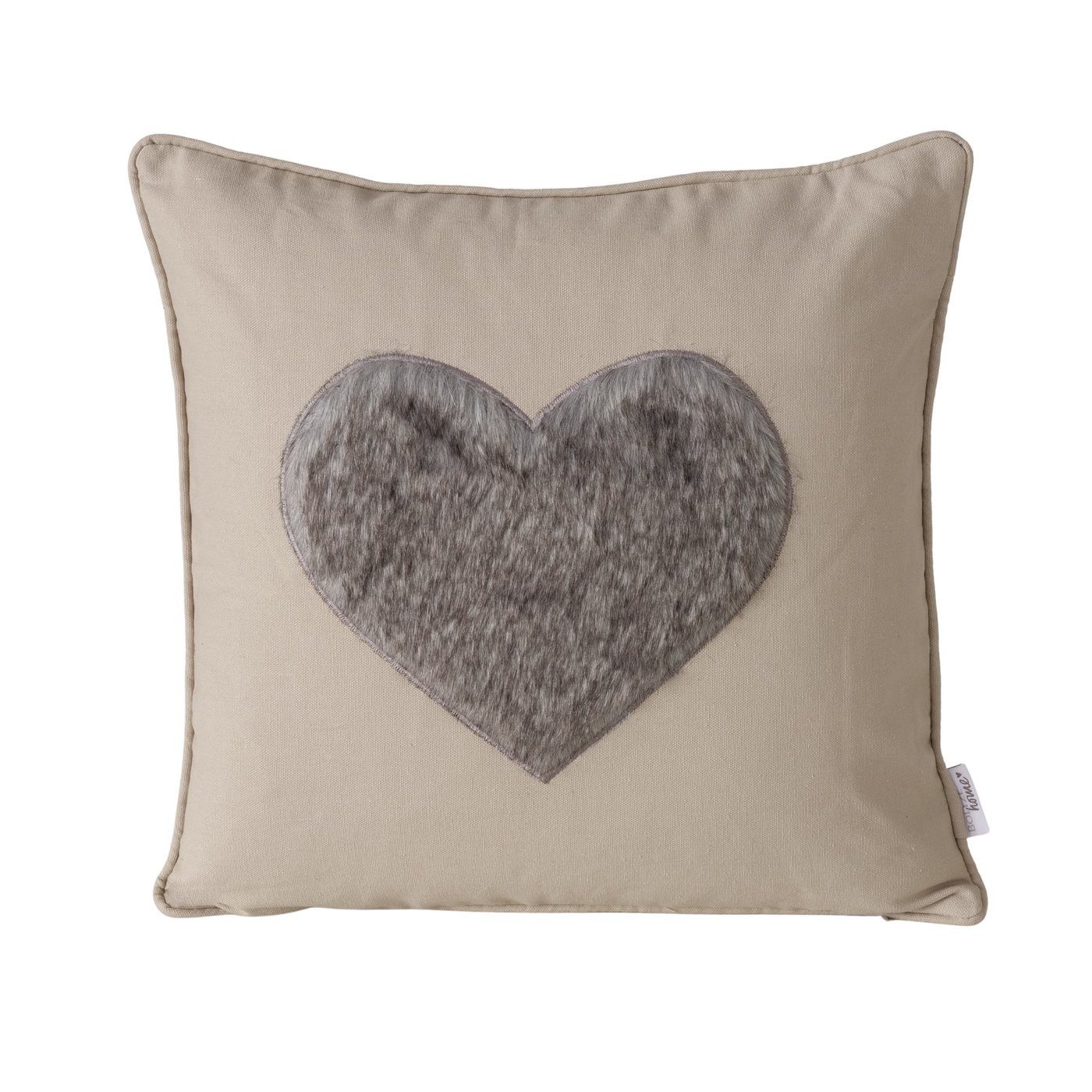 BOLTZE Zierkissen Zierkissen Amora Herzmotiv Grau 45x45 cm Baumwolle, (1 St)