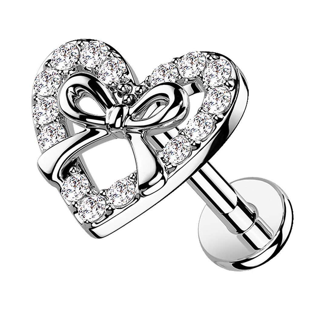 Taffstyle Piercing-Set Tragus Conch Piercing flach Kristall Herz Schleife S günstig online kaufen