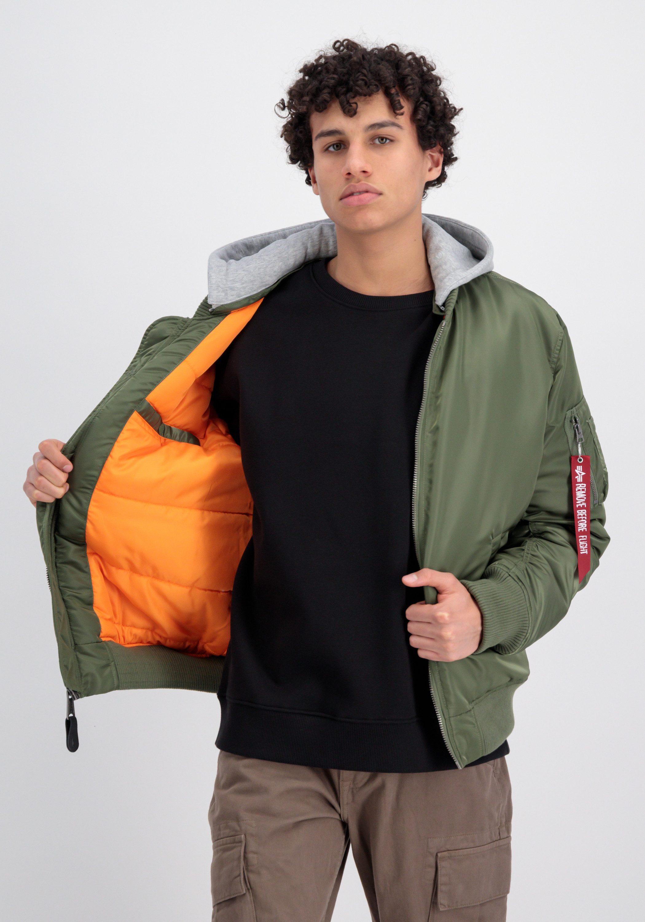 Alpha Industries Bomberjacke MA-1 Zip Hood Back EMB