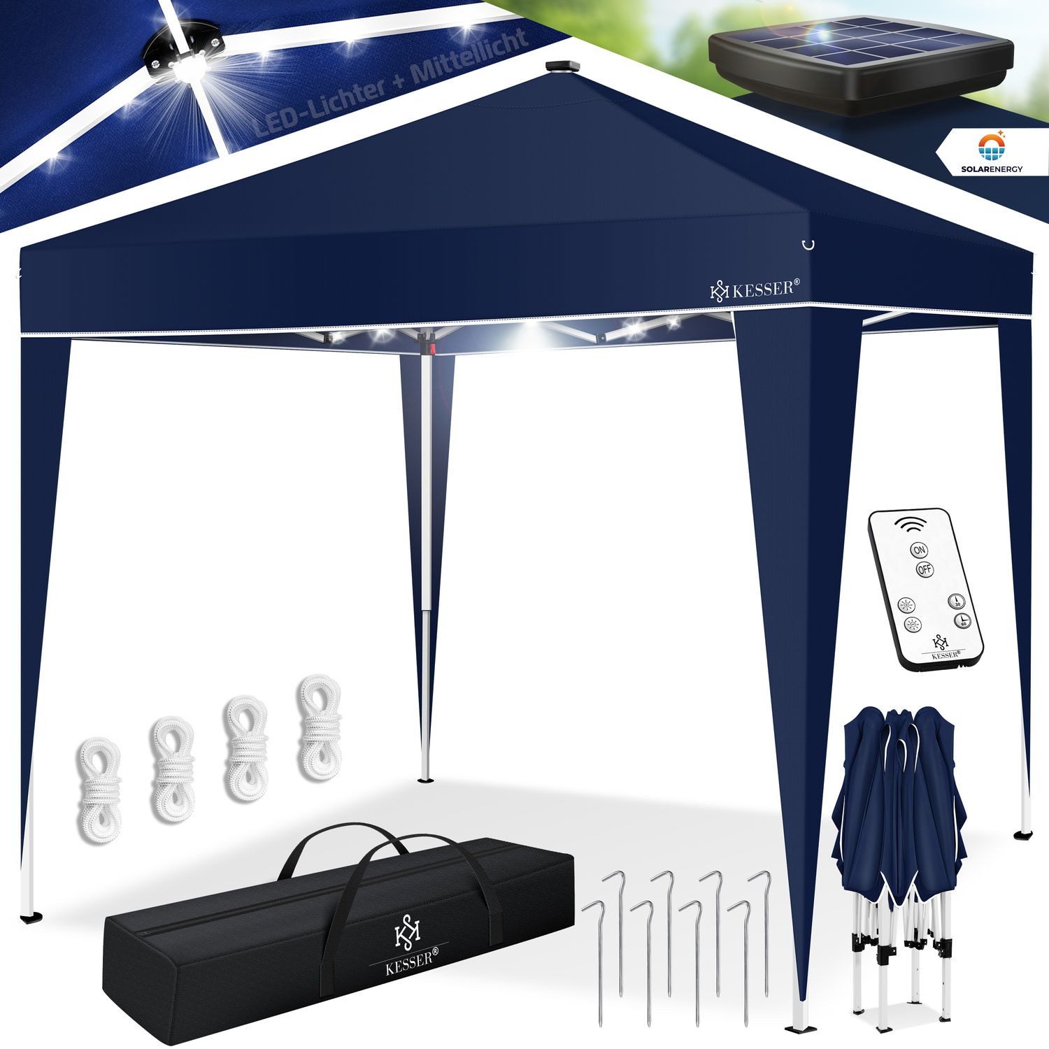 KESSER Pavillon, Faltpavillon 3x3m mit LED günstig online kaufen