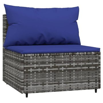 vidaXL Loungesofa Garten-Mittelsofa mit Kissen Grau Poly Rattan, 1 Teile