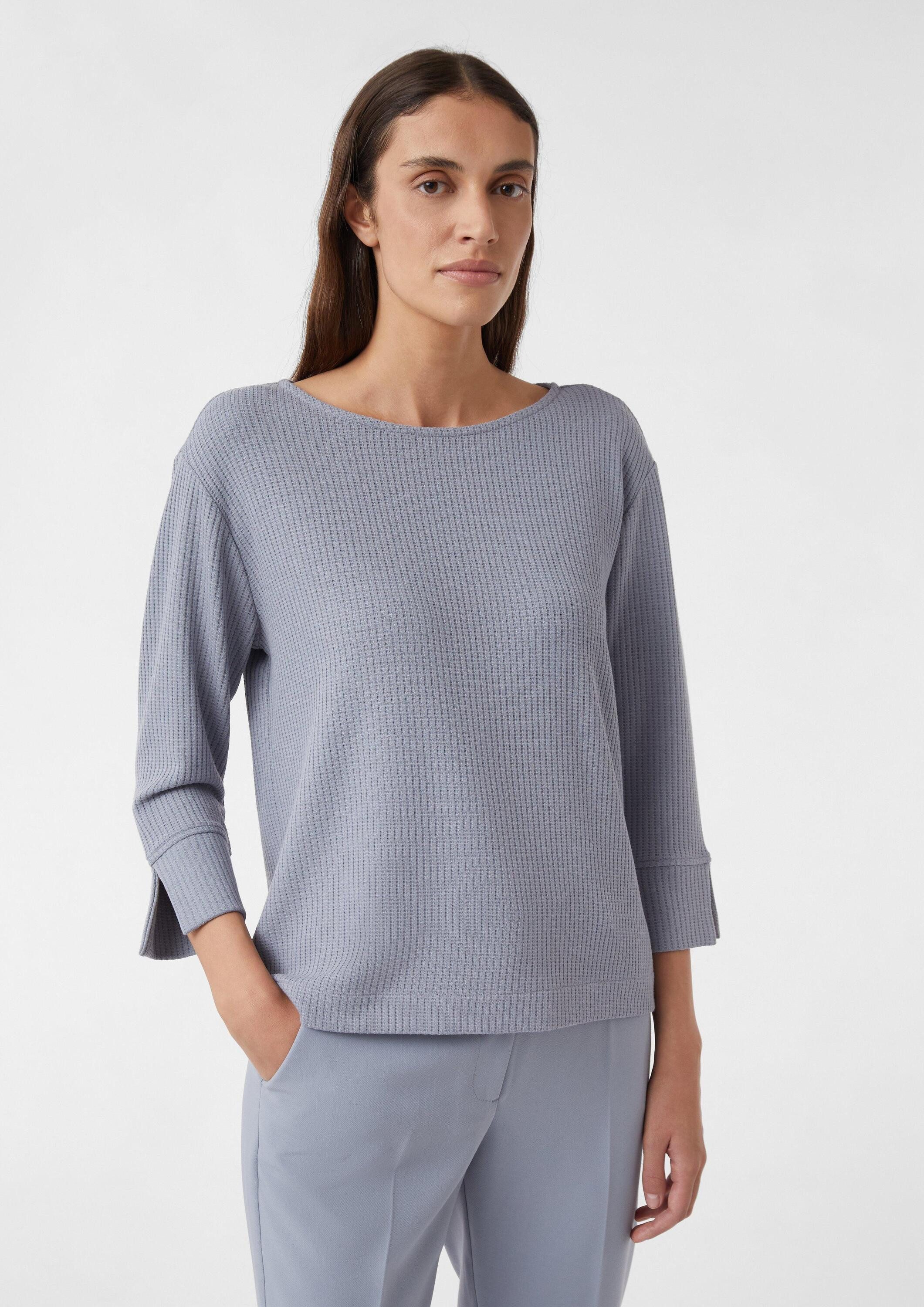 comma 3/4 Arm-Pullover Sweatshirt Strukturiertes Sweatshirt mit 3/4-Ärmeln günstig online kaufen