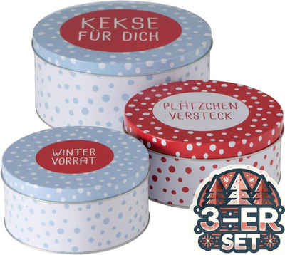 BOLTZE GRUPPE GmbH Keksdose CasaJame Keksdosen Set 3tlg Metall Plätzchendose Kekse für Dich V2