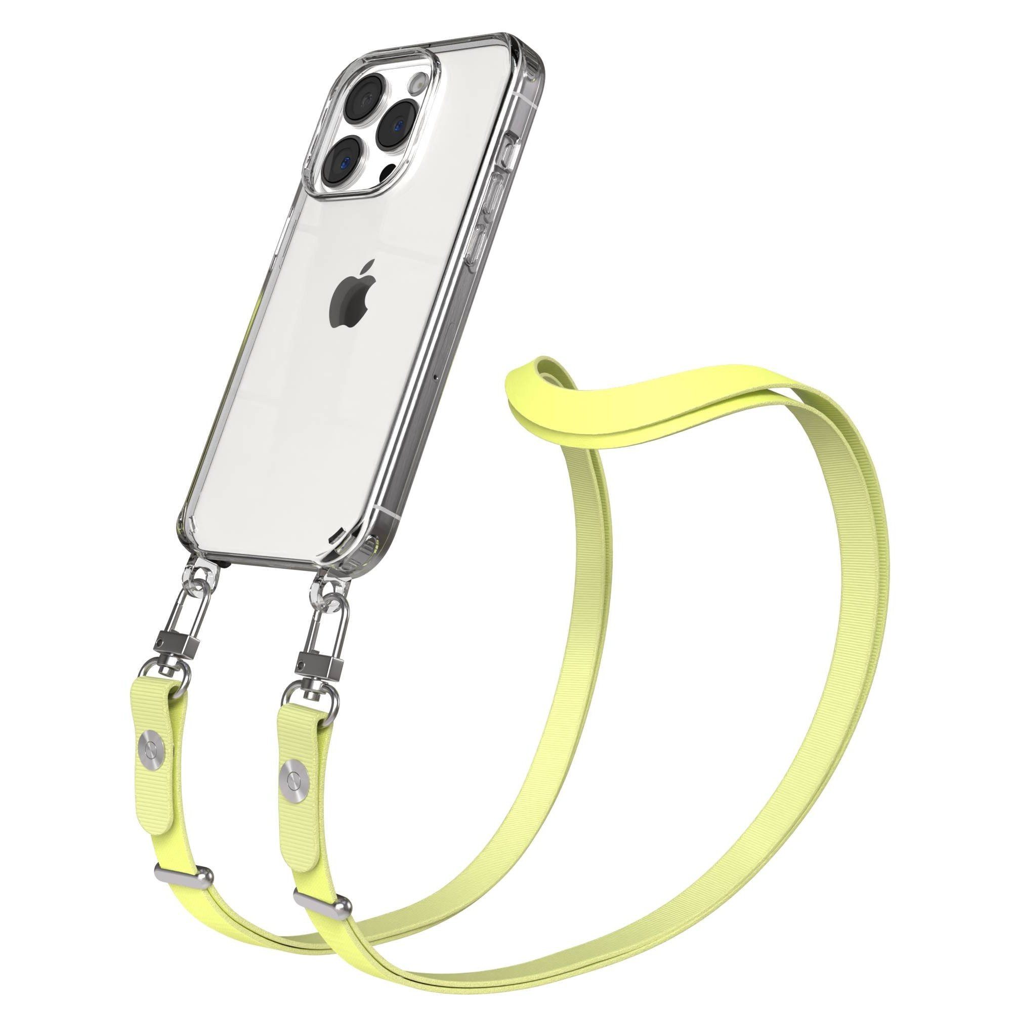 EAZY CASE Handykette für Apple iPhone 15 Pro Handyhülle mit Handyband magnetisch, Smartphone Band in Gelb mit 2x2 Connectoren und Magnetband