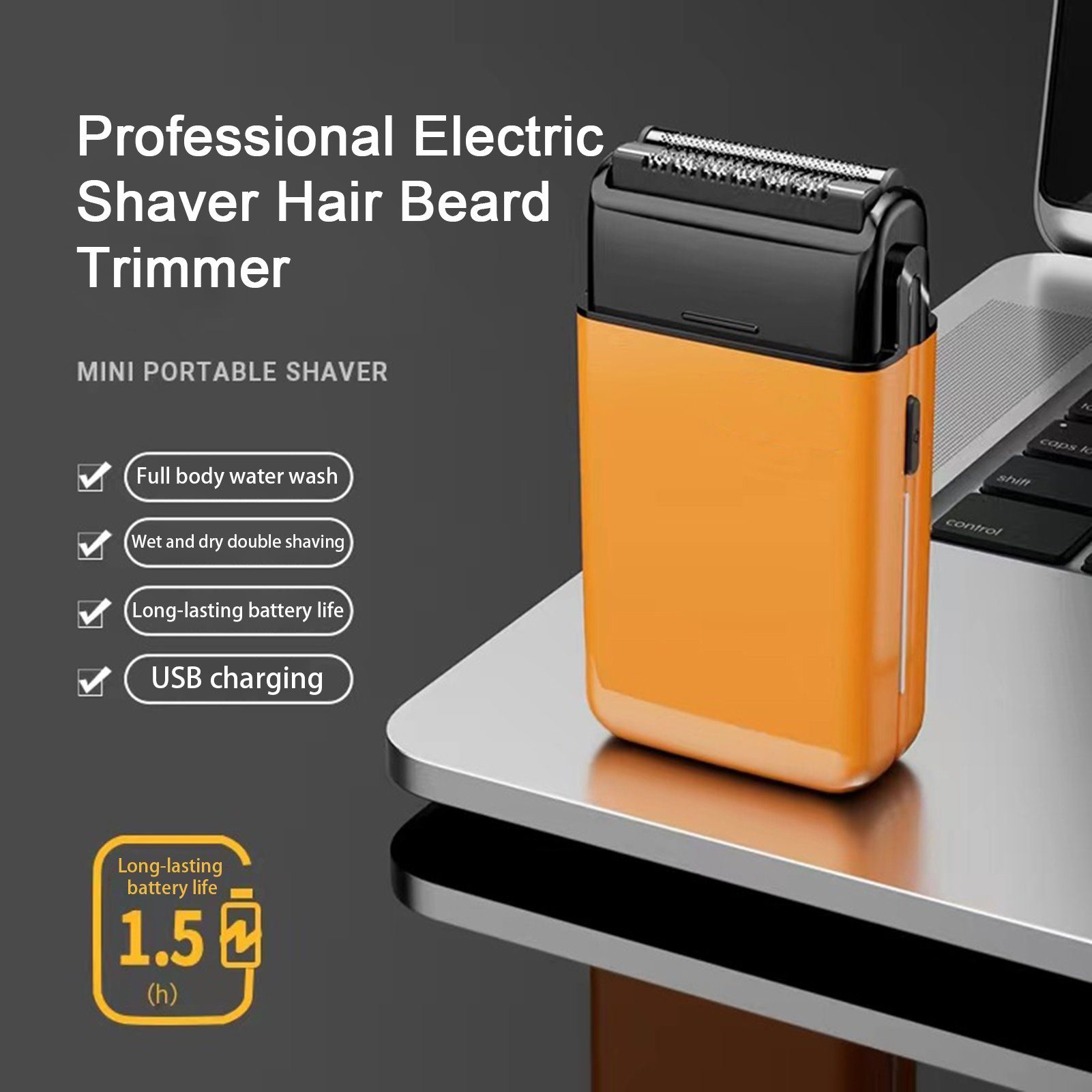Rutaqian Elektrorasierer trimmer Doppelter and elektrischer hair cordless Elektrorasierer,shaver Rasierer beard SmartClick-Präzisionstrimmer, Schwarz barber charging